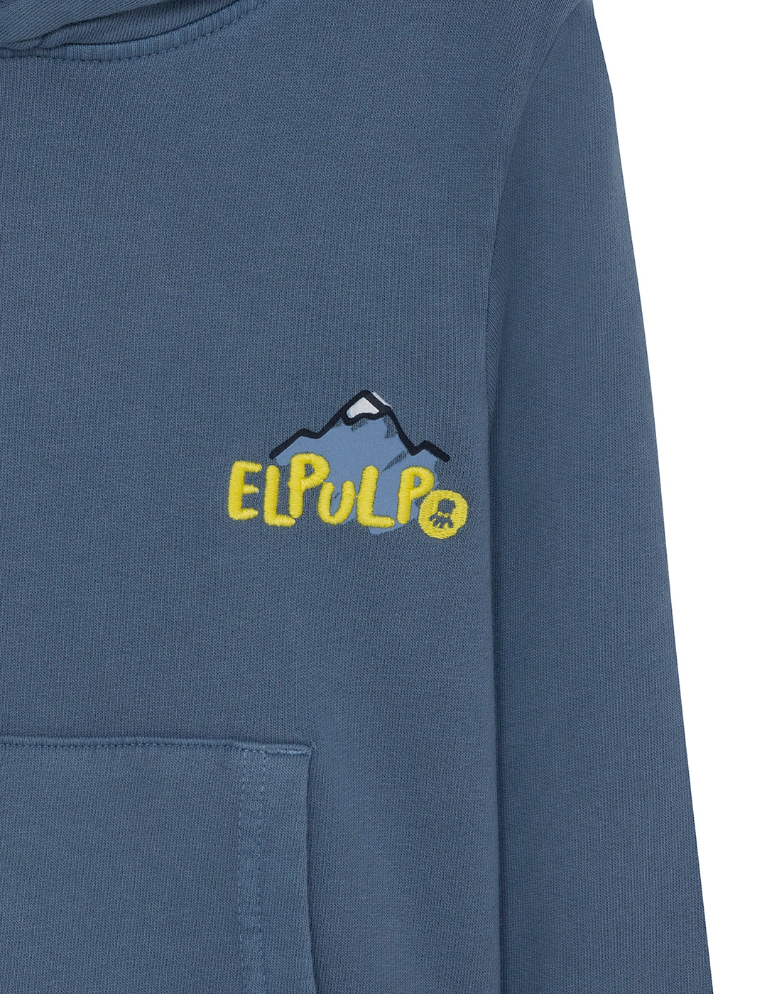 SUDADERA NIÑO CAPUCHA ESTAMPADO MONTAÑAS DIBUJADA ÍNDIGO DELAVÉ