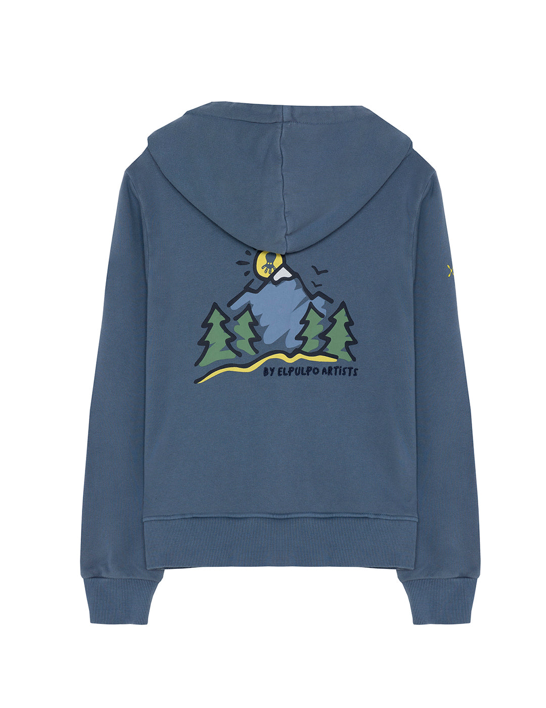 BOY'S HOODED SWEATSHIRT WITH MOUNTAIN PRINT INDIGO DELAVÉ