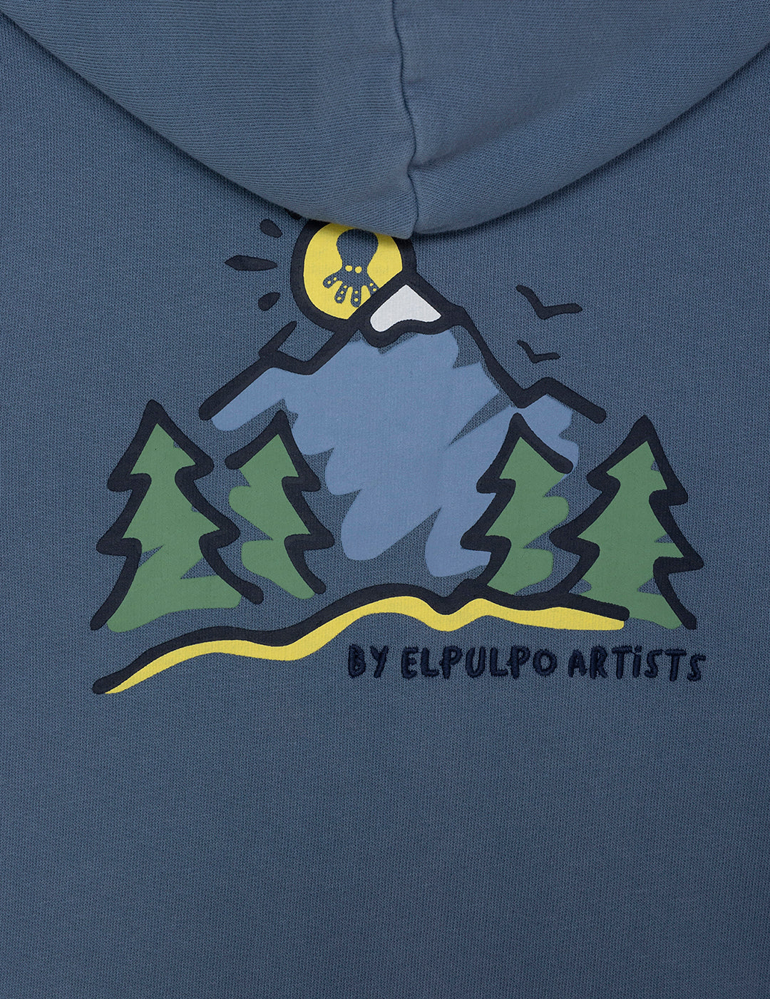 BOY'S HOODED SWEATSHIRT WITH MOUNTAIN PRINT INDIGO DELAVÉ