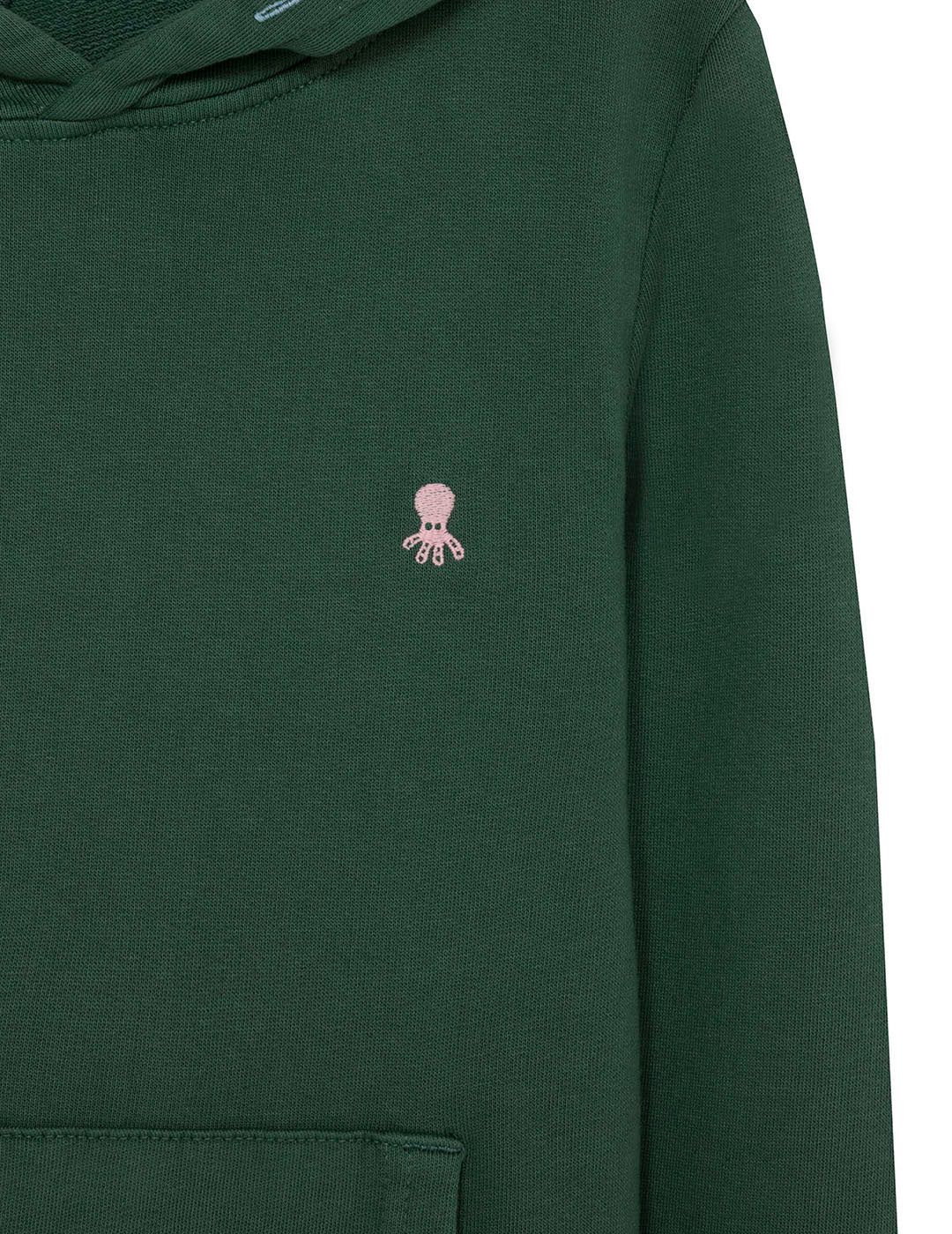 SUDADERA NIÑO CAPUCHA LAVADA CON BORDADO VERDE INGLÉS