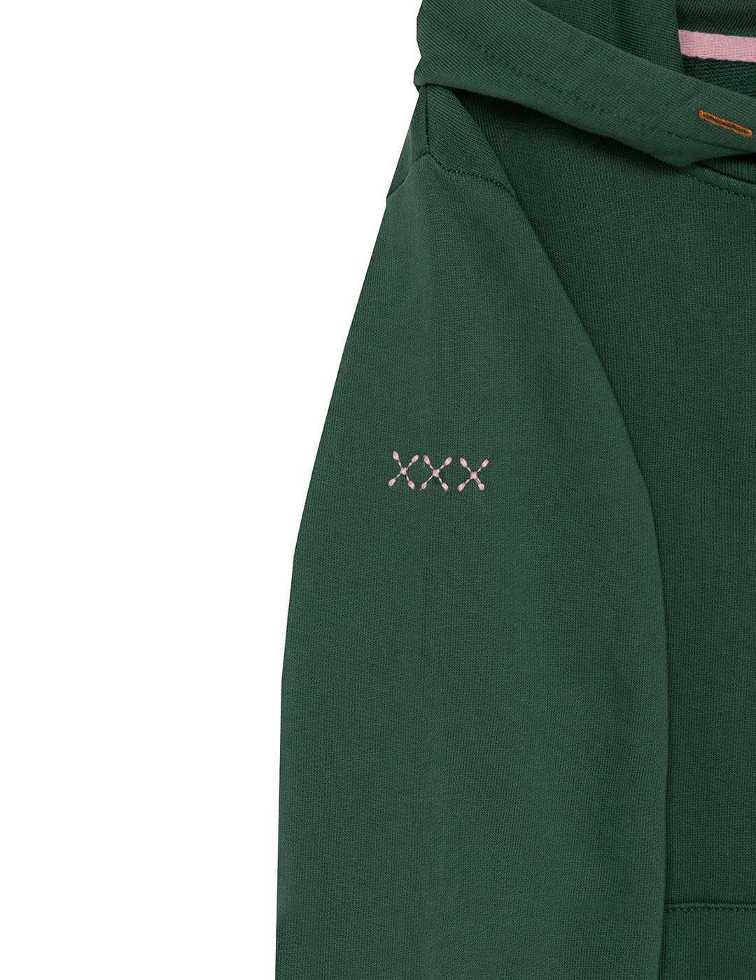 BOYS' SWEATSHIRT WITH HOOD, WASHED, WITH ENGLISH GREEN EMBROIDERY