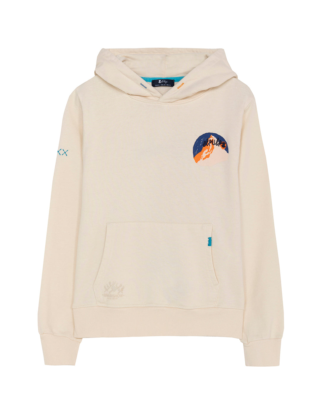 BOY'S SWEATSHIRT WITH HOOD, BAQUEIRA PRINT, OFF-WHITE BERET