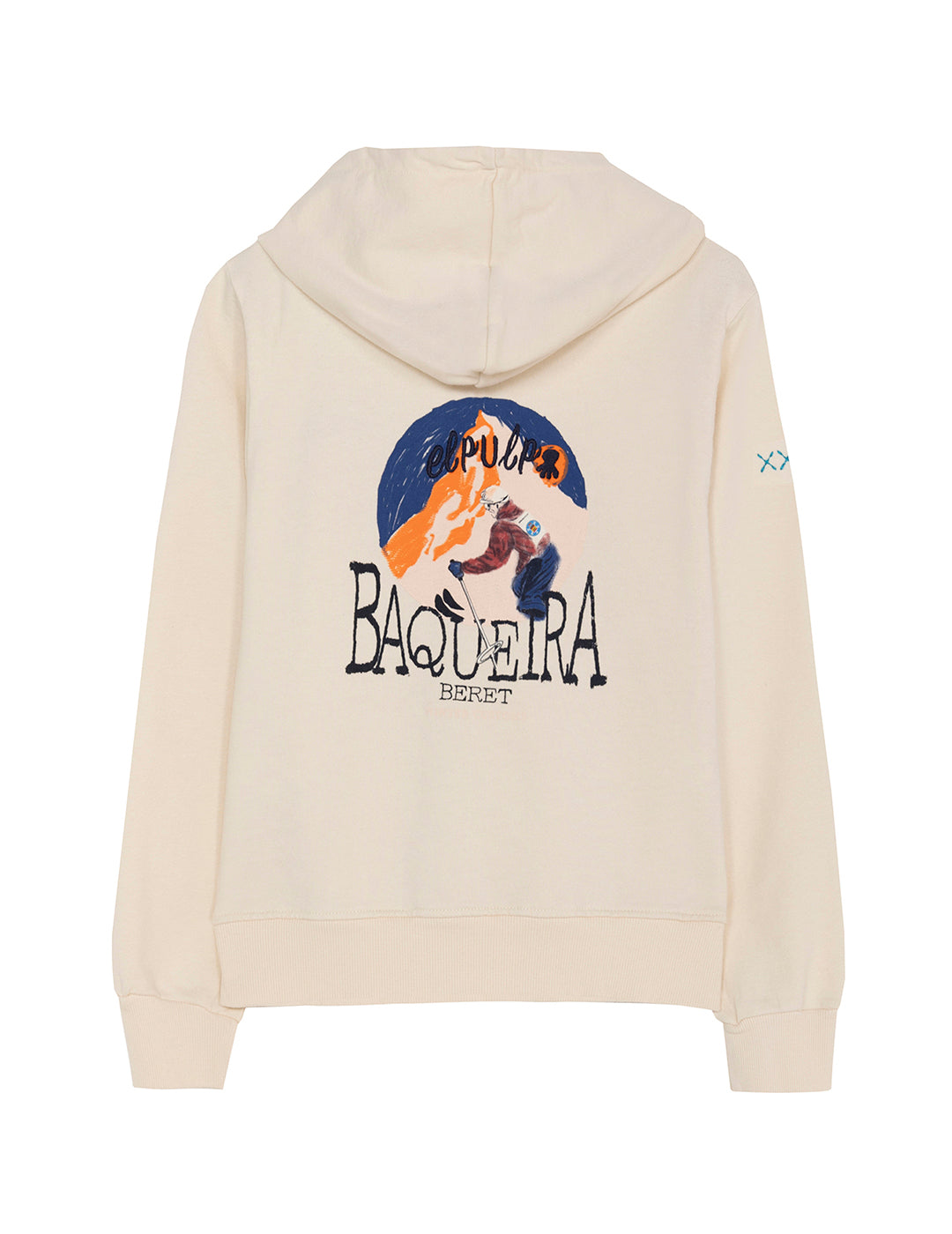 BOY'S SWEATSHIRT WITH HOOD, BAQUEIRA PRINT, OFF-WHITE BERET