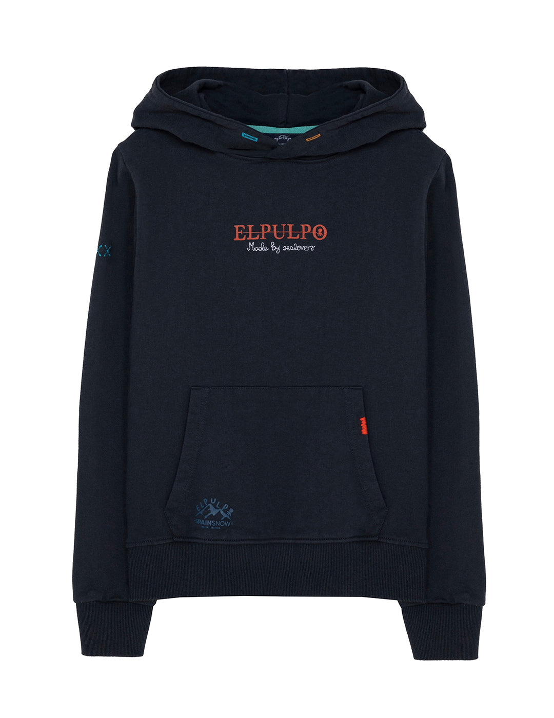 BOY'S HOODED SWEATSHIRT WITH ELPULPO SPAINSNOW NAVY BLUE PRINT DELAVÉ