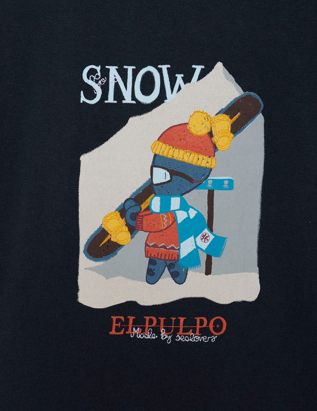 BOY'S HOODED SWEATSHIRT WITH ELPULPO SPAINSNOW NAVY BLUE PRINT DELAVÉ