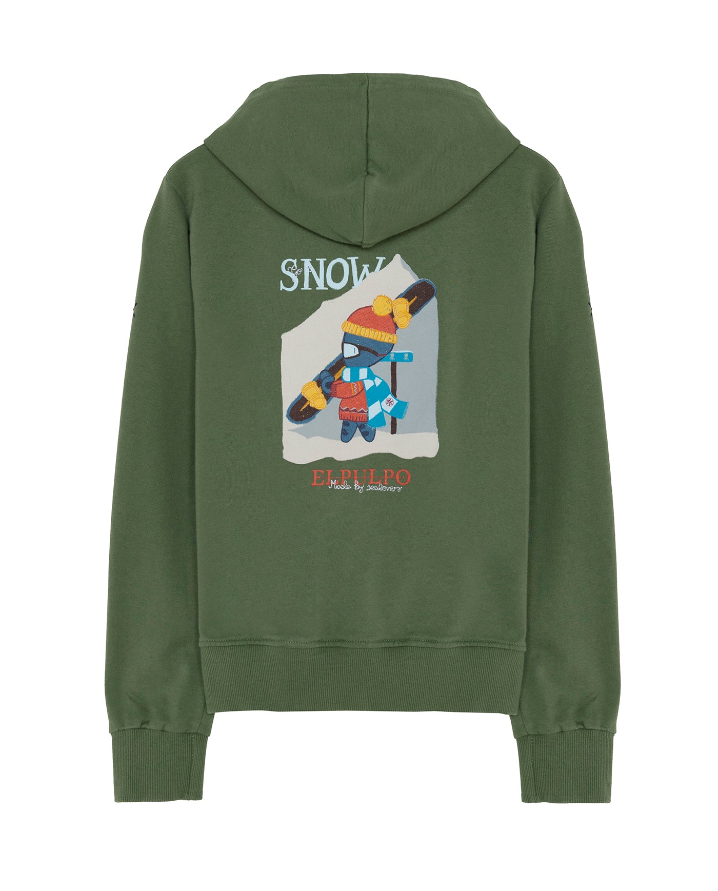 SUDADERA NIÑO CAPUCHA ESTAMPADO ELPULPO SPAINSNOW VERDE DELAVÉ