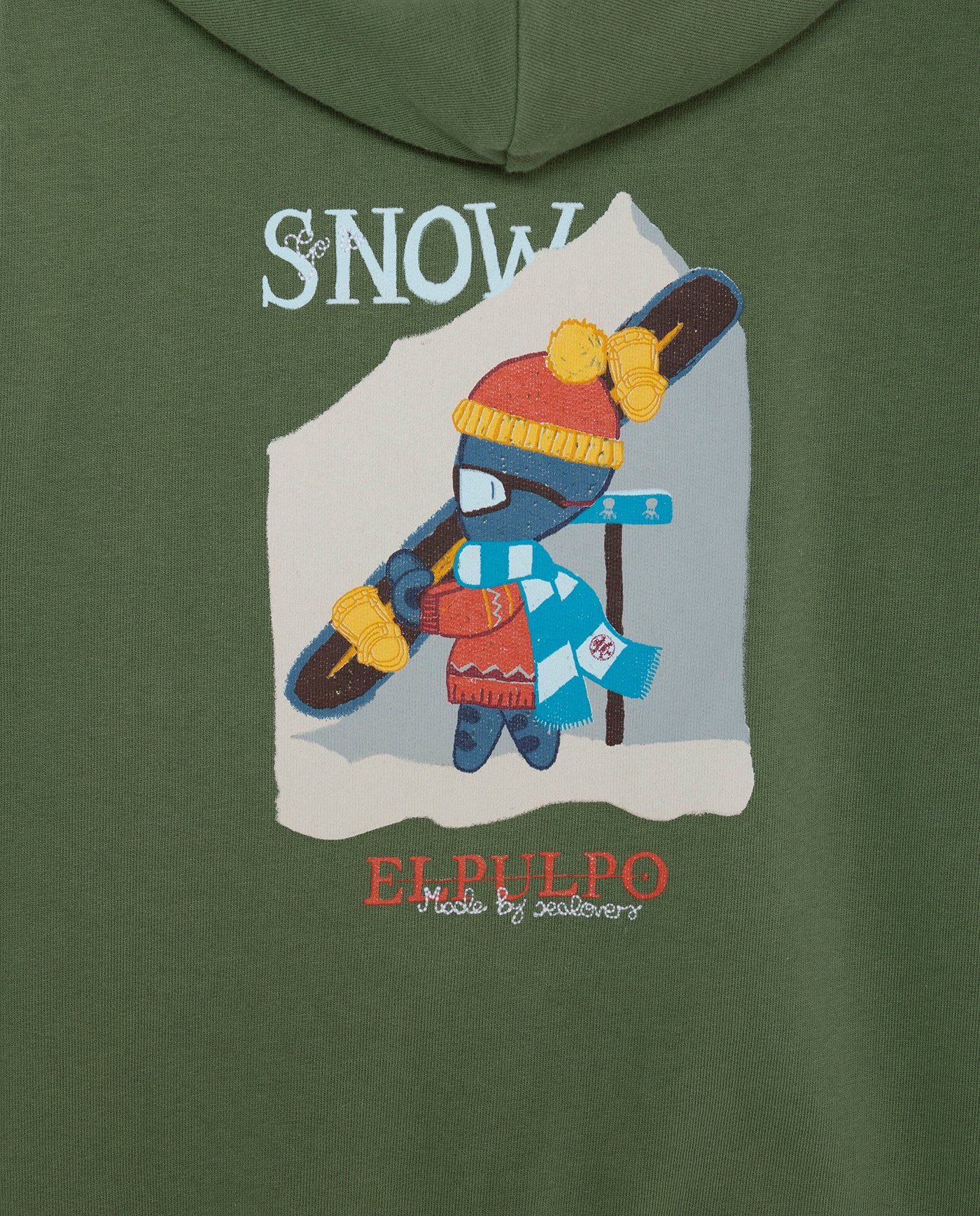 SUDADERA NIÑO CAPUCHA ESTAMPADO ELPULPO SPAINSNOW VERDE DELAVÉ