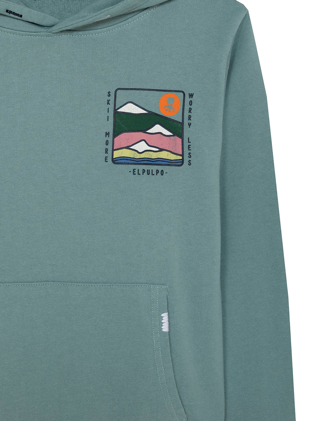 SUDADERA NIÑO CAPUCHA ESTAMPADO ENGOMADO MONTAÑAS AZUL ZAFIRO