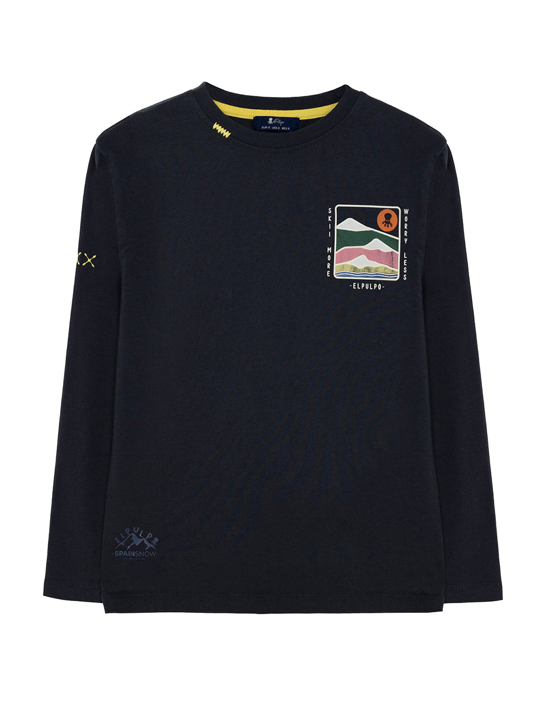 DELAVÉ NAVY BLUE MOUNTAINS RUBBERIZED PRINT BOYS T-SHIRT