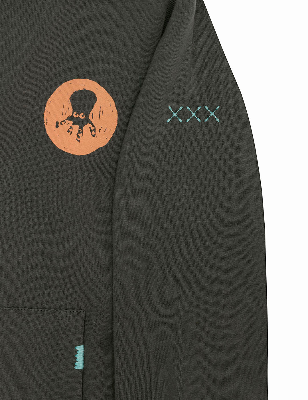 SUDADERA NIÑO CAPUCHA ESTAMPADO PAISAJE TELESILLA CARBÓN