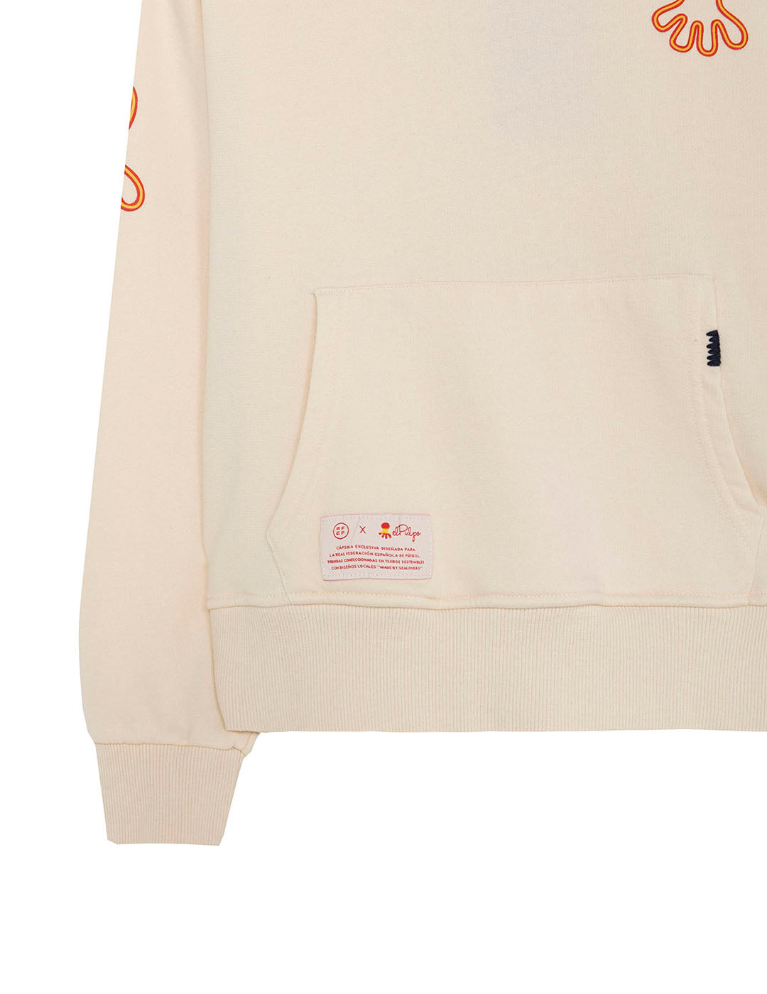 SUDADERA NIÑO CAPUCHA ESTAMPADO TRIPLE LOGO NARANJITO BLANCO ROTO