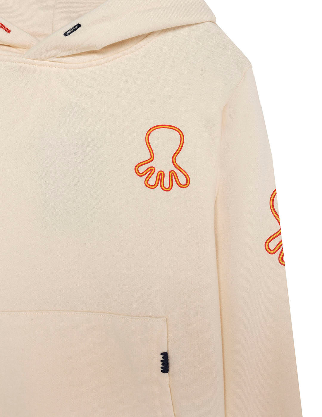 SUDADERA NIÑO CAPUCHA ESTAMPADO TRIPLE LOGO NARANJITO BLANCO ROTO