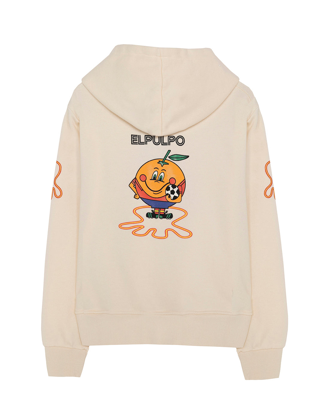 BOY'S HOODED SWEATSHIRT WITH TRIPLE LOGO PRINT ORANGE OFF-WHITE