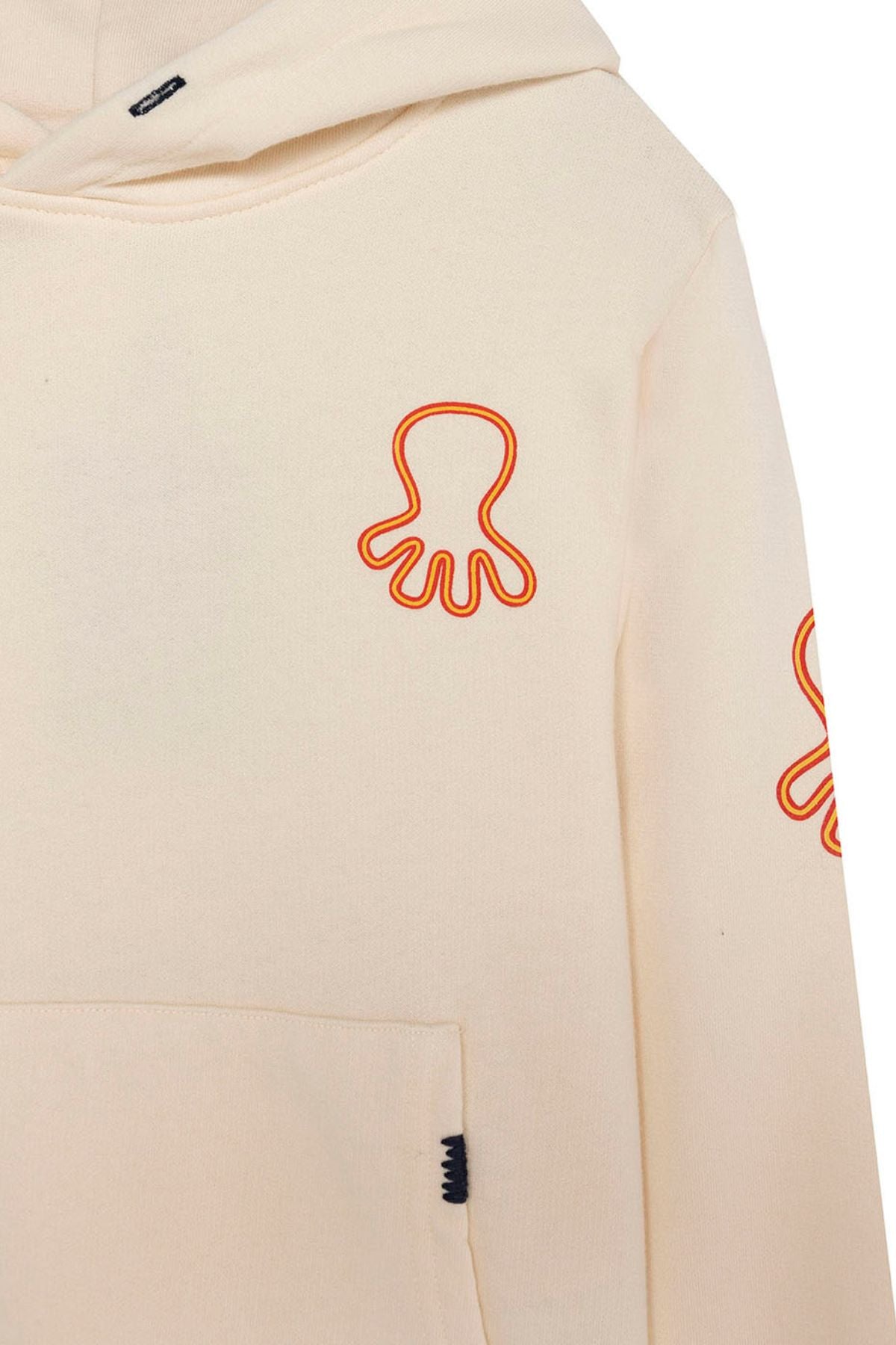SUDADERA NIÑO CAPUCHA ESTAMPADO TRIPLE LOGO NARANJITO BLANCO ROTO