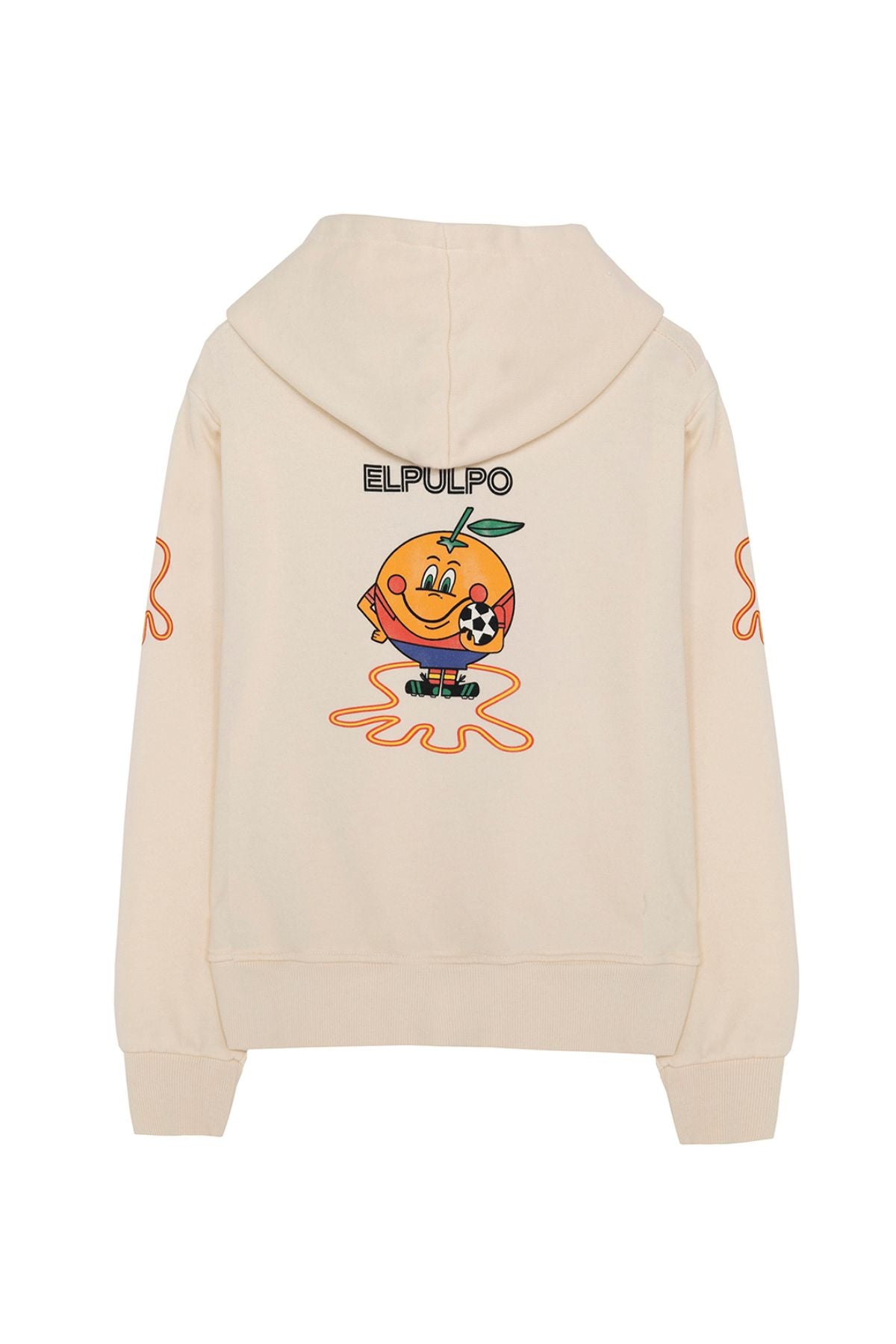 BOY'S HOODED SWEATSHIRT WITH TRIPLE LOGO PRINT ORANGE OFF-WHITE