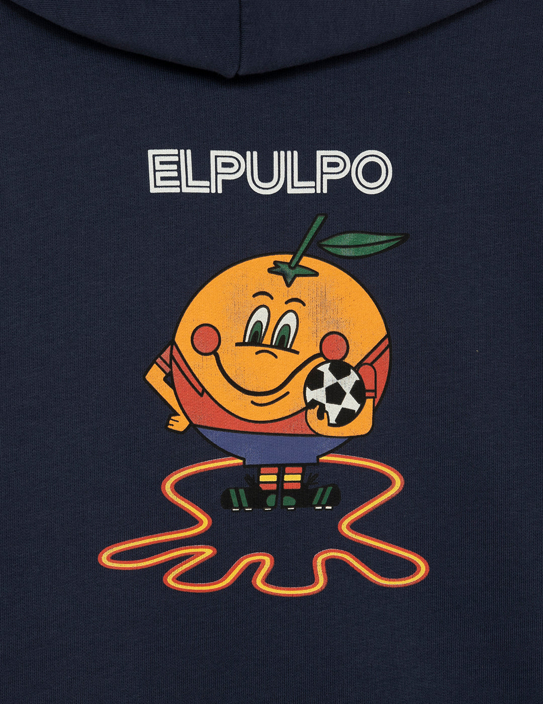 SUDADERA NIÑO CAPUCHA ESTAMPADO TRIPLE LOGO NARANJITO AZUL MARINO DELAVÉ