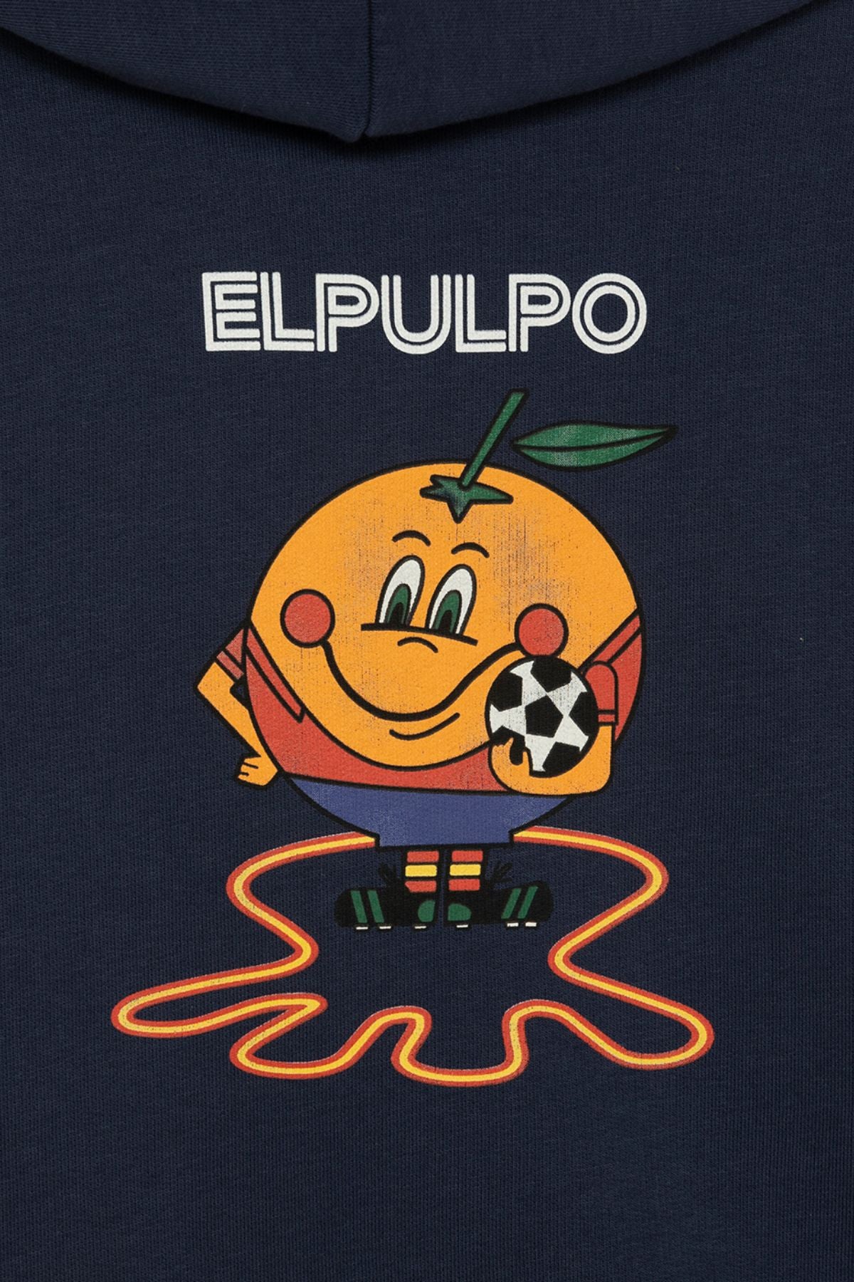 DELAVÉ CHILDREN'S HOODED SWEATSHIRT WITH TRIPLE LOGO PRINT IN NAVY BLUE ORANGE