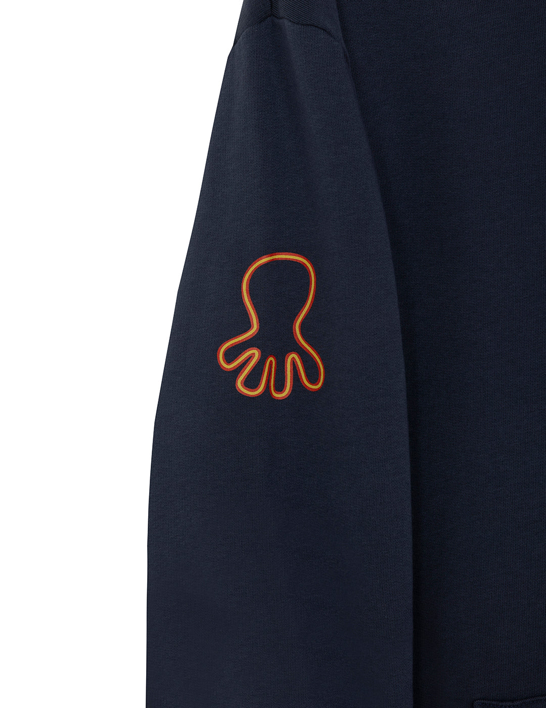 SUDADERA NIÑO CAPUCHA ESTAMPADO TRIPLE LOGO NARANJITO AZUL MARINO DELAVÉ