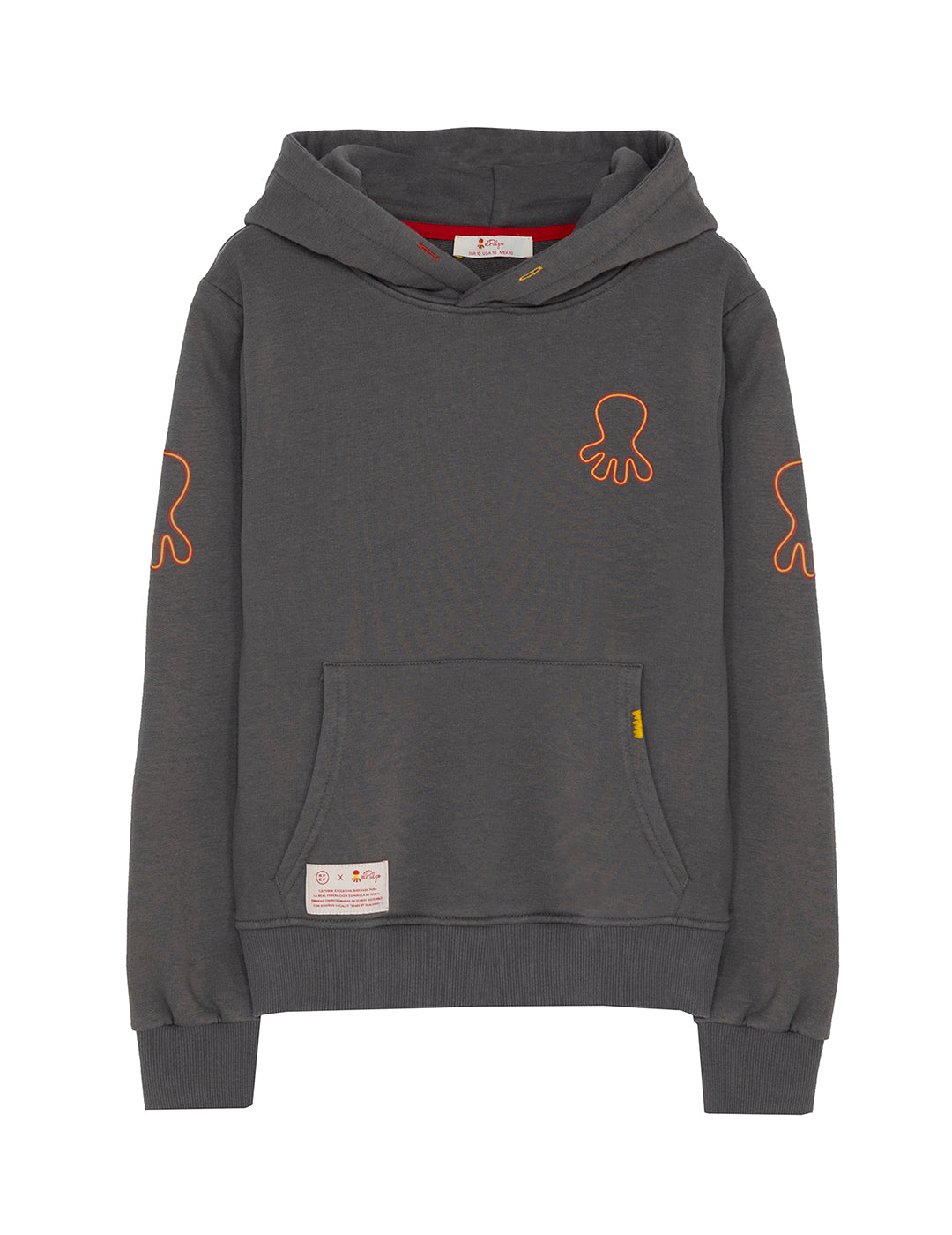 CHILDREN'S HOODED SWEATSHIRT WITH TRIPLE LOGO PRINT IN CHARCOAL ORANGE