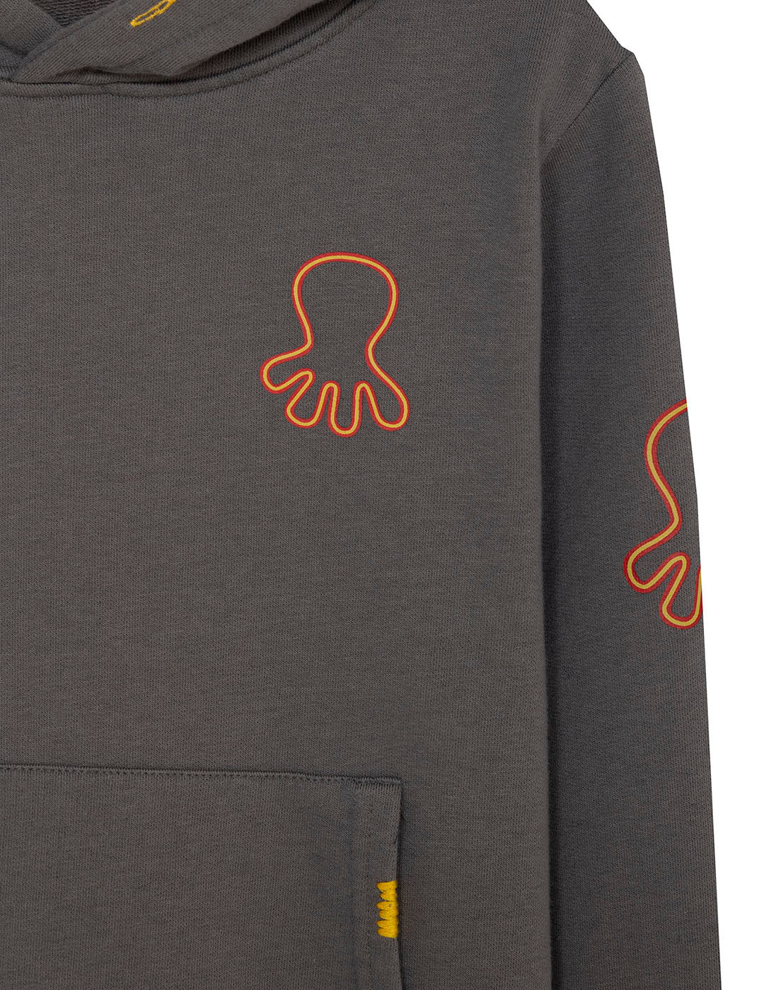 CHILDREN'S HOODED SWEATSHIRT WITH TRIPLE LOGO PRINT IN CHARCOAL ORANGE