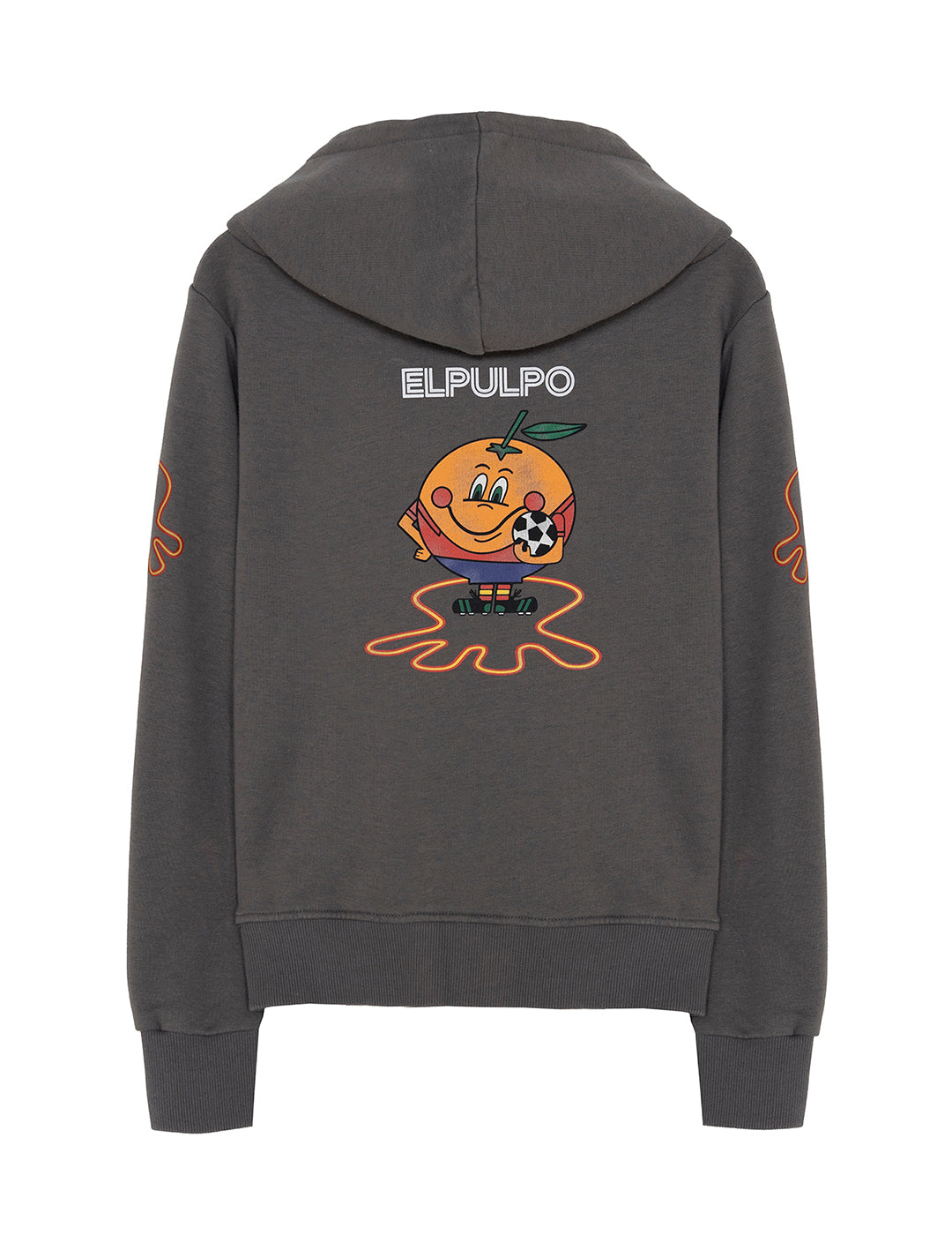 CHILDREN'S HOODED SWEATSHIRT WITH TRIPLE LOGO PRINT IN CHARCOAL ORANGE