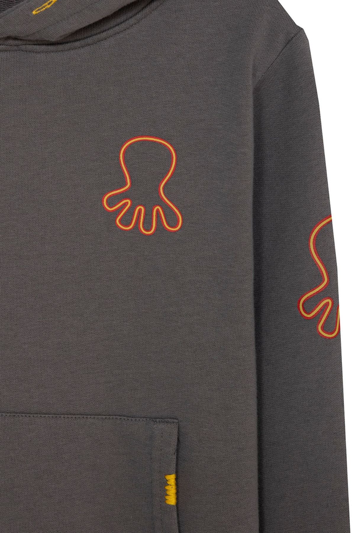 SUDADERA NIÑO CAPUCHA ESTAMPADO TRIPLE LOGO NARANJITO CARBÓN