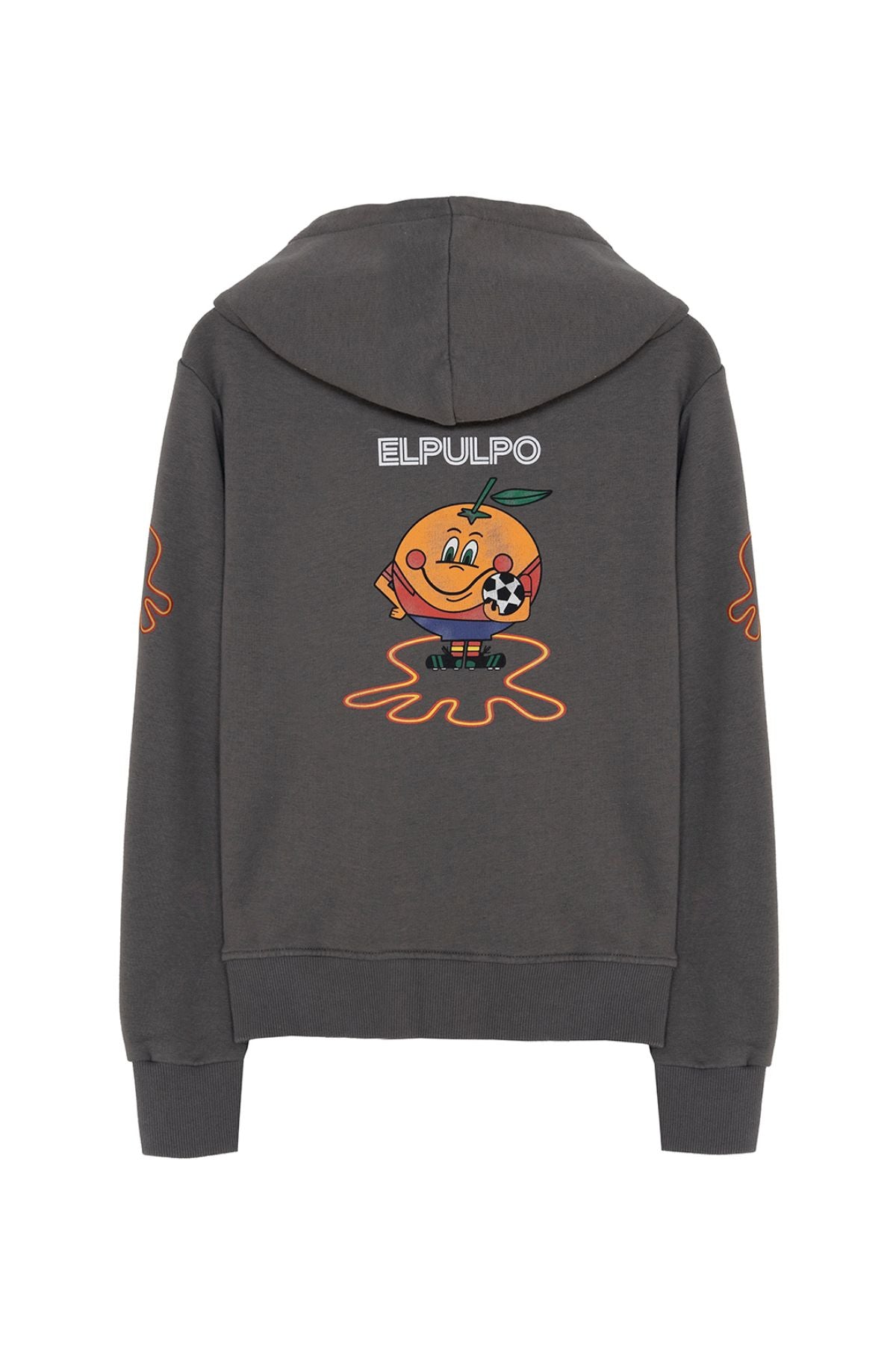 CHILDREN'S HOODED SWEATSHIRT WITH TRIPLE LOGO PRINT IN CHARCOAL ORANGE