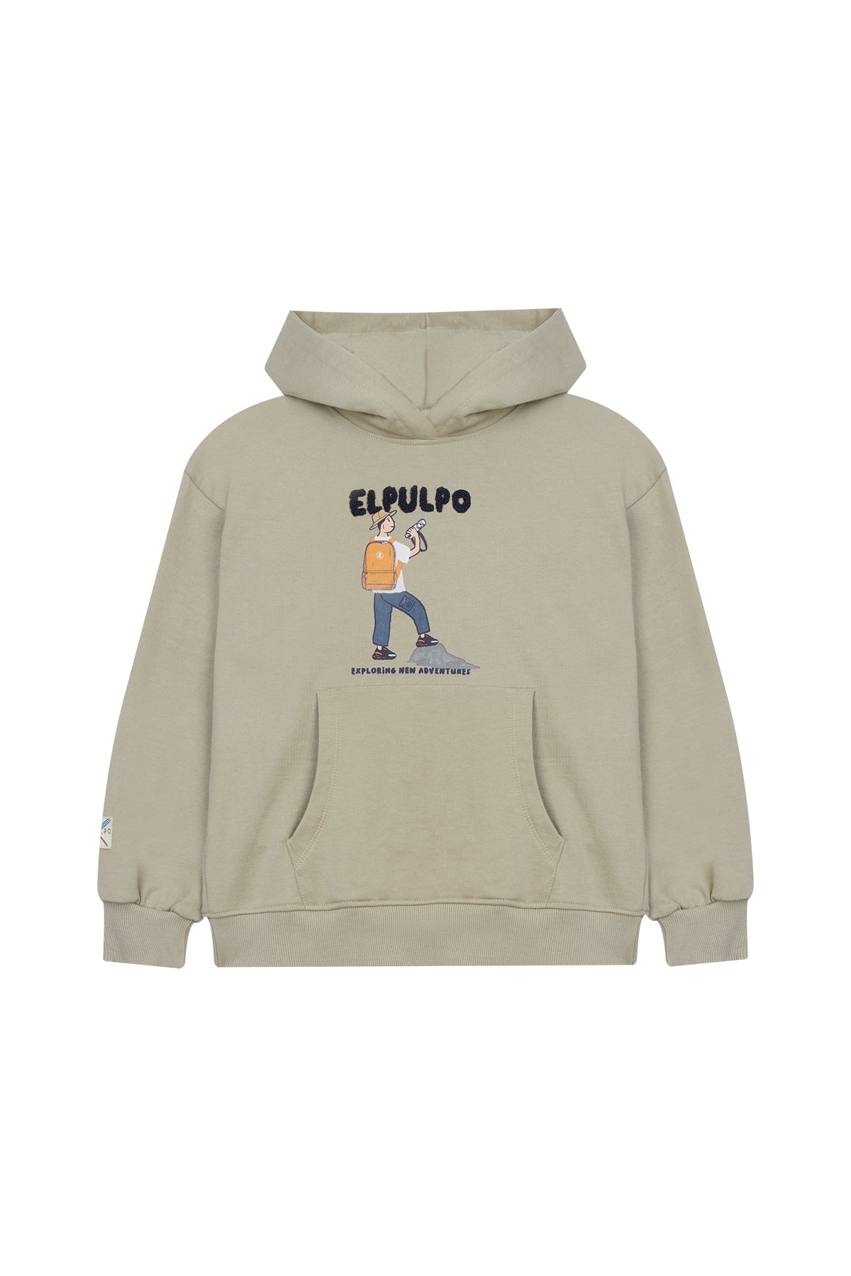 SUDADERA CAPUCHA NIÑO OVERSIZE EXPLORING NEW ADVENTURE VERDE KHAKI