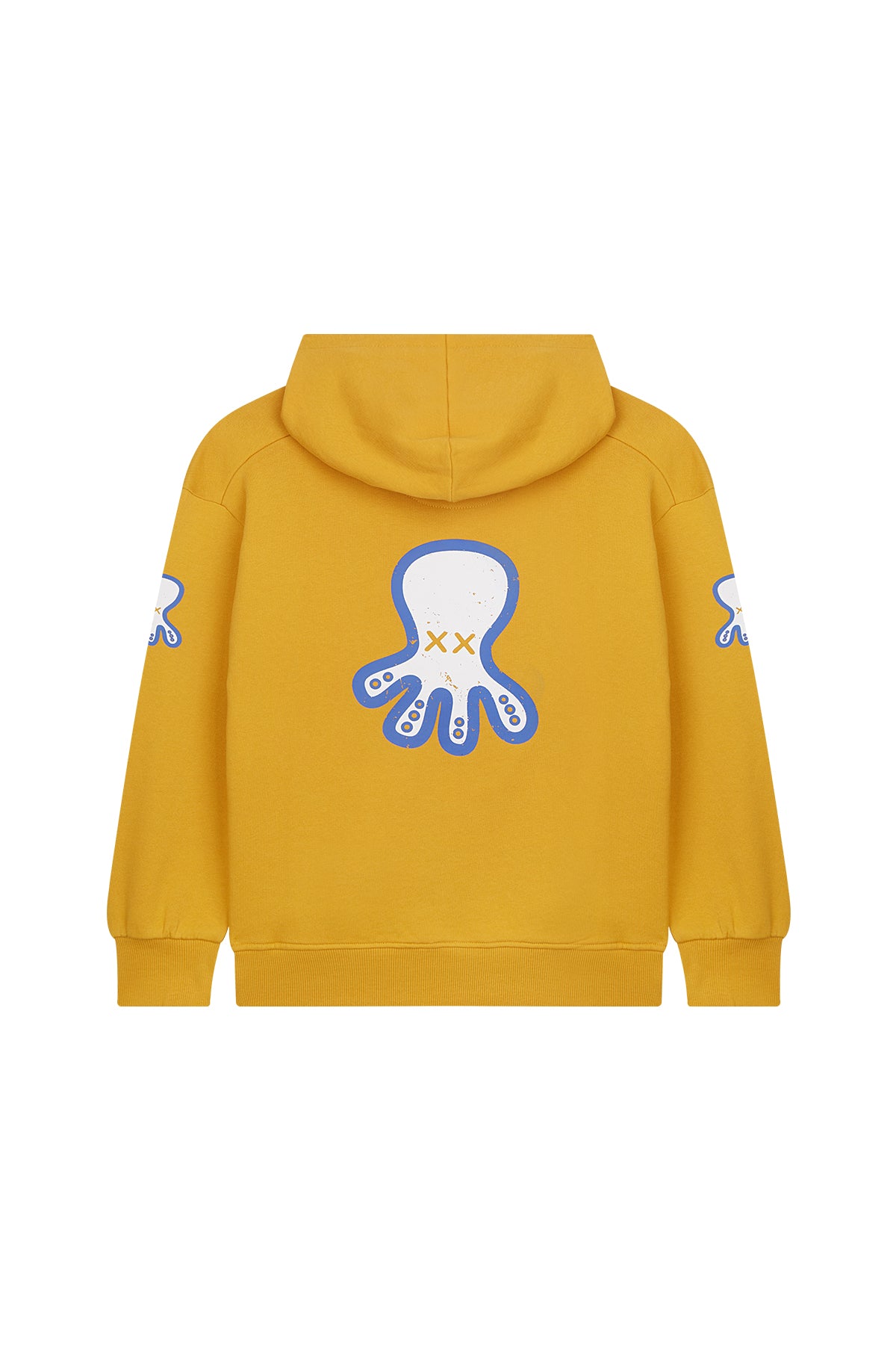 SUDADERA NIÑO OVERSIZE CAPUCHA TRIPLE LOGO MOSTAZA