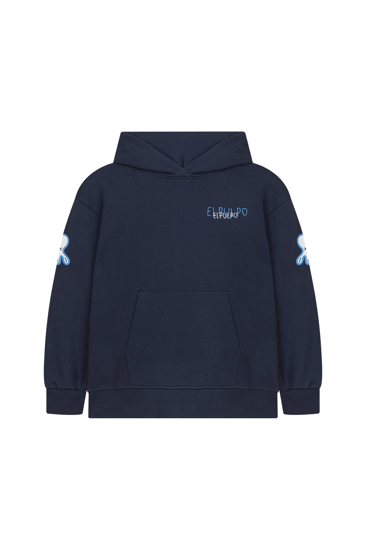 SUDADERA NIÑO OVERSIZE CAPUCHA TRIPLE LOGO AZUL MARINO DELAVÉ