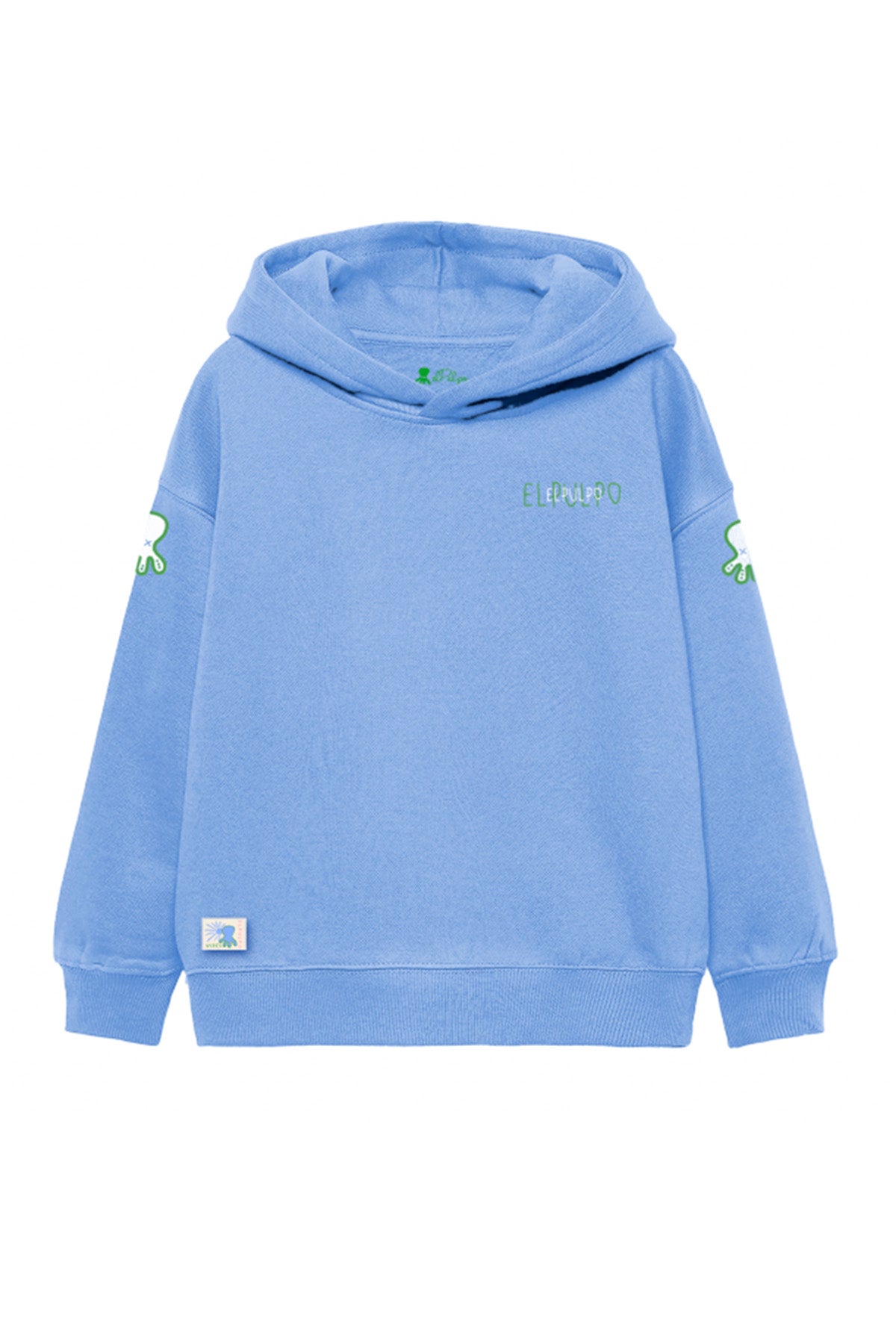 Sudadera niño oversize capucha logo multiposición azul lavanda