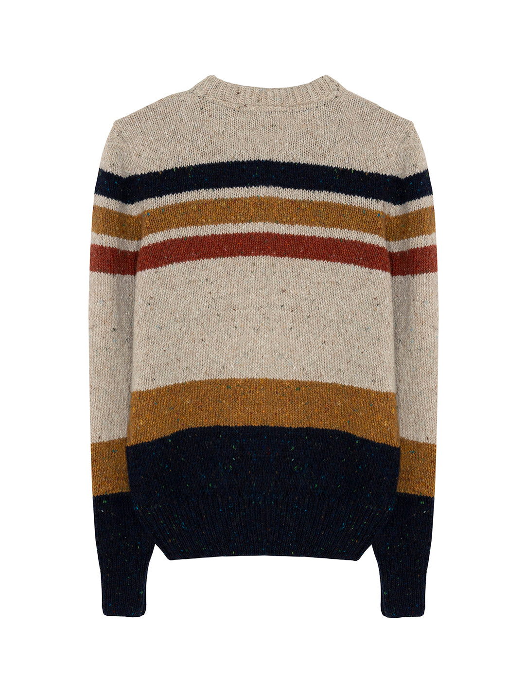 BOY'S MARBLE KNIT SWEATER WITH COMBINED NAVY BLUE STRIPES