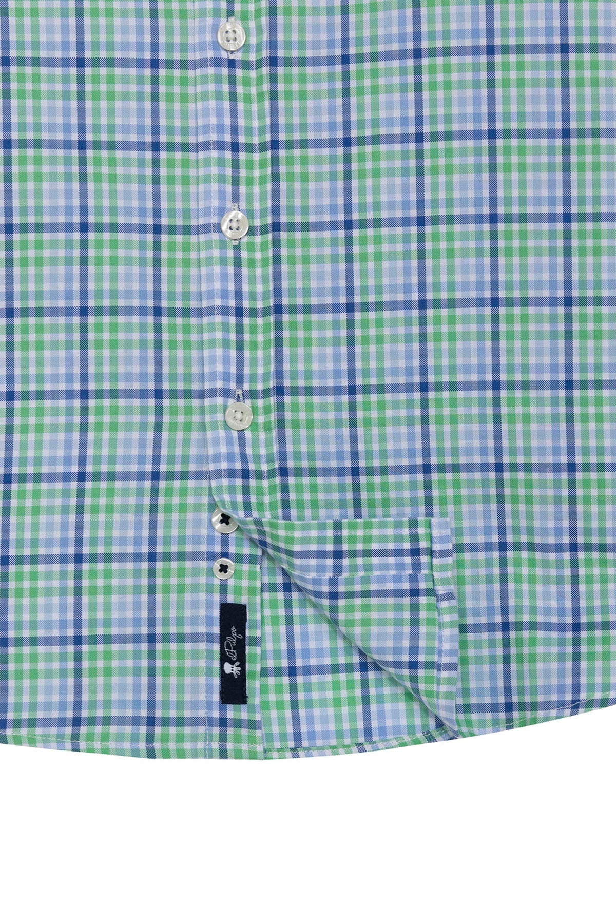 BOY'S POPLIN SHIRT WITH BUTTON-UP COLLAR, BLUE CHECK, MULTICOLOR