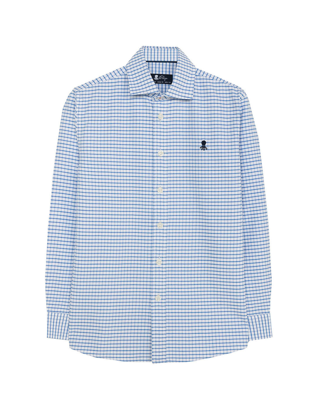 CAMISA NIÑO CUADROS NILO OXFORD AZUL CELESTE