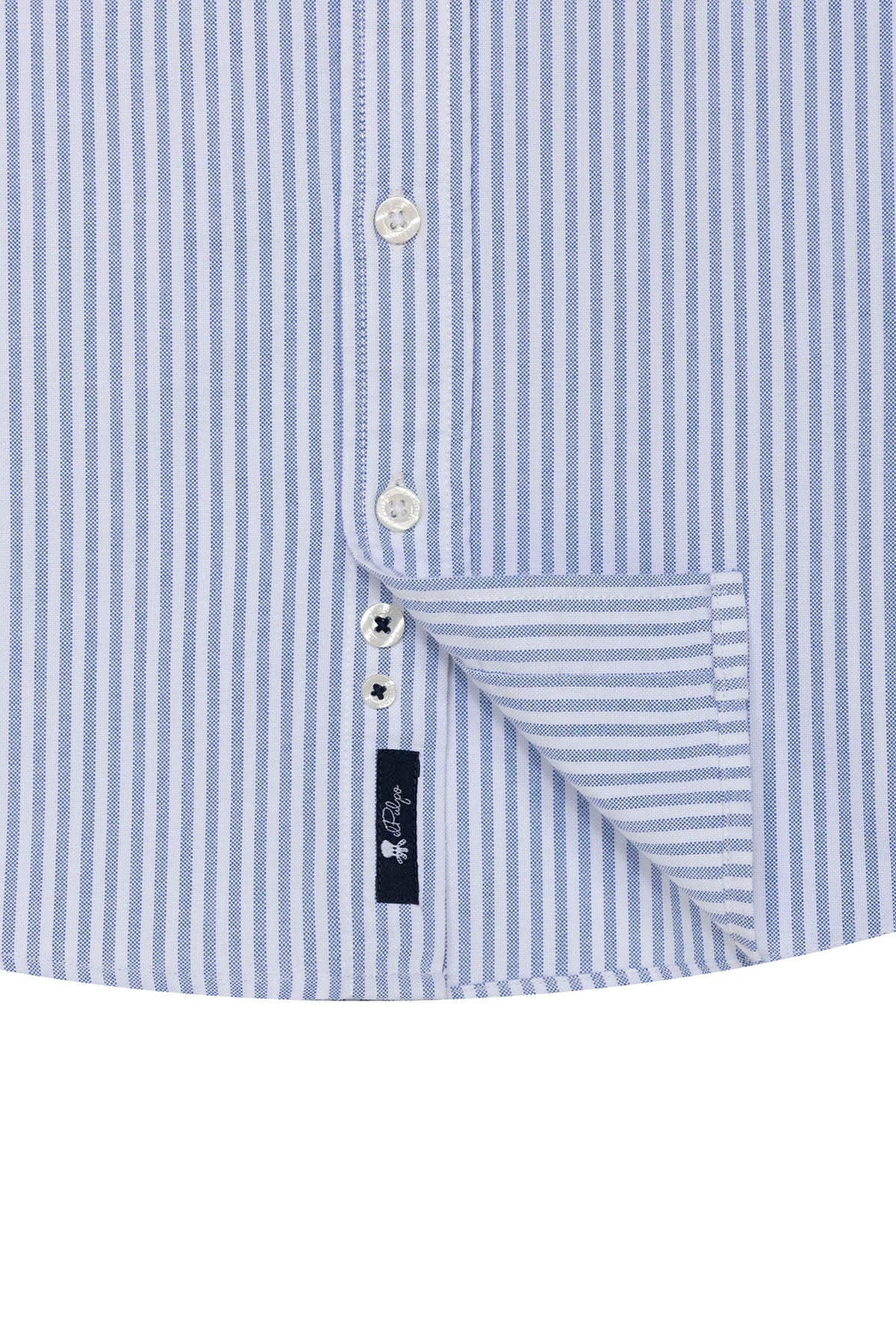 BOYS OXFORD SHIRT WITH BUTTON-UP COLLAR AND BLUE STRIPES