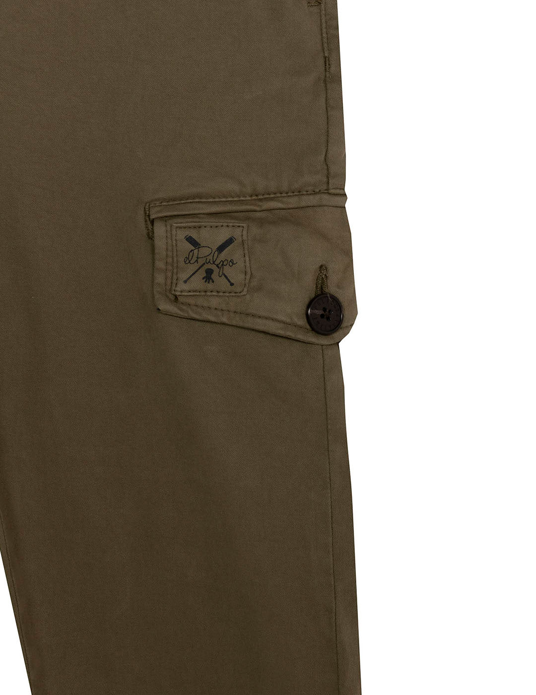 KHAKI GREEN PLATED CARGO PANTS FOR KIDS