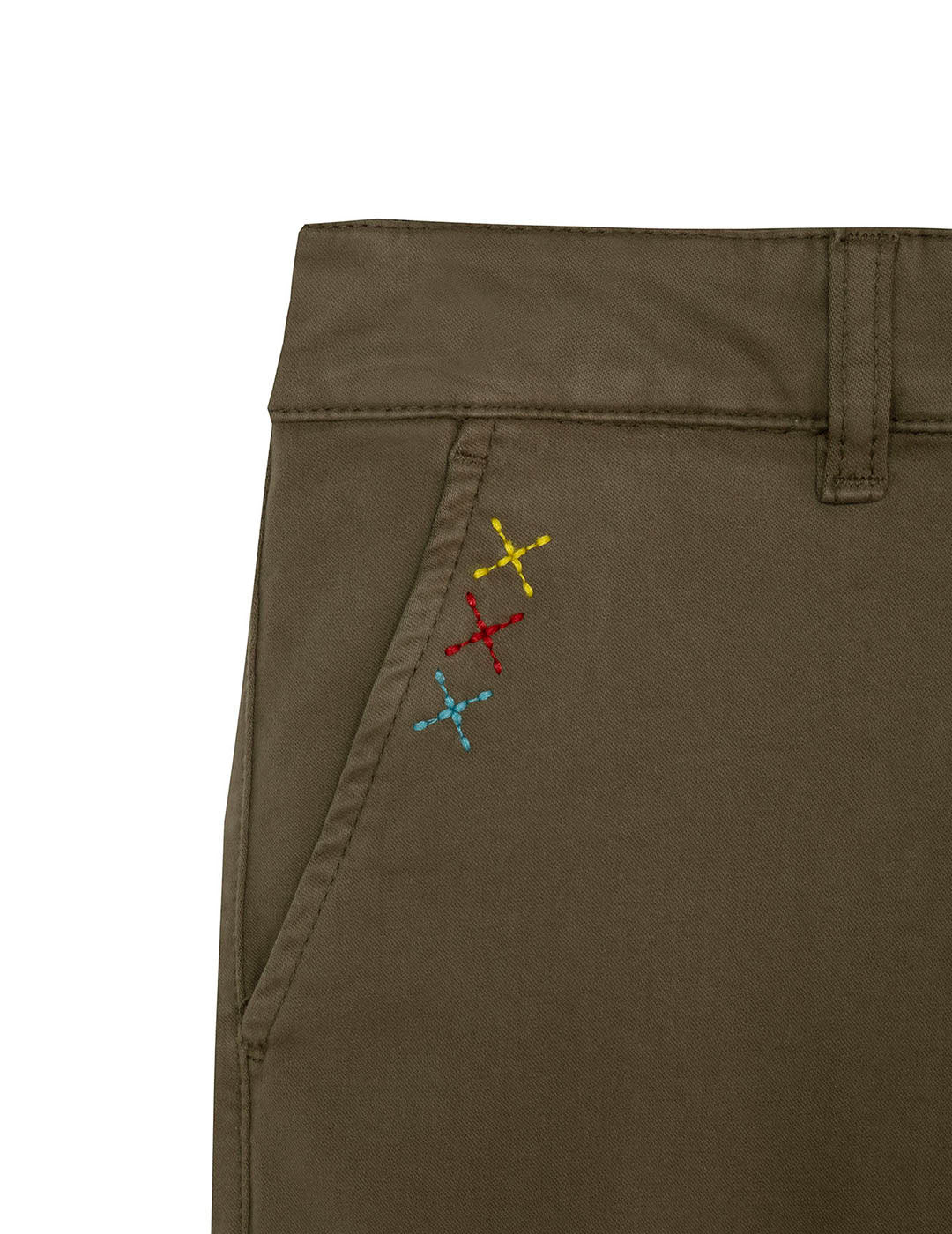 KHAKI GREEN PLATED CARGO PANTS FOR KIDS