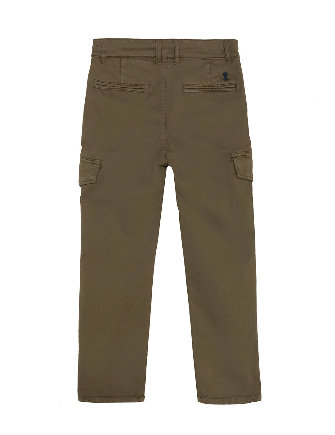 KHAKI GREEN PLATED CARGO PANTS FOR KIDS