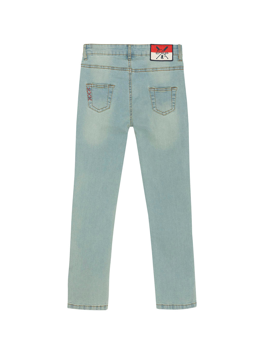 BOYS' DENIM SLIM FIT PANTS WITH FIVE POCKETS INDIGO BLEACH