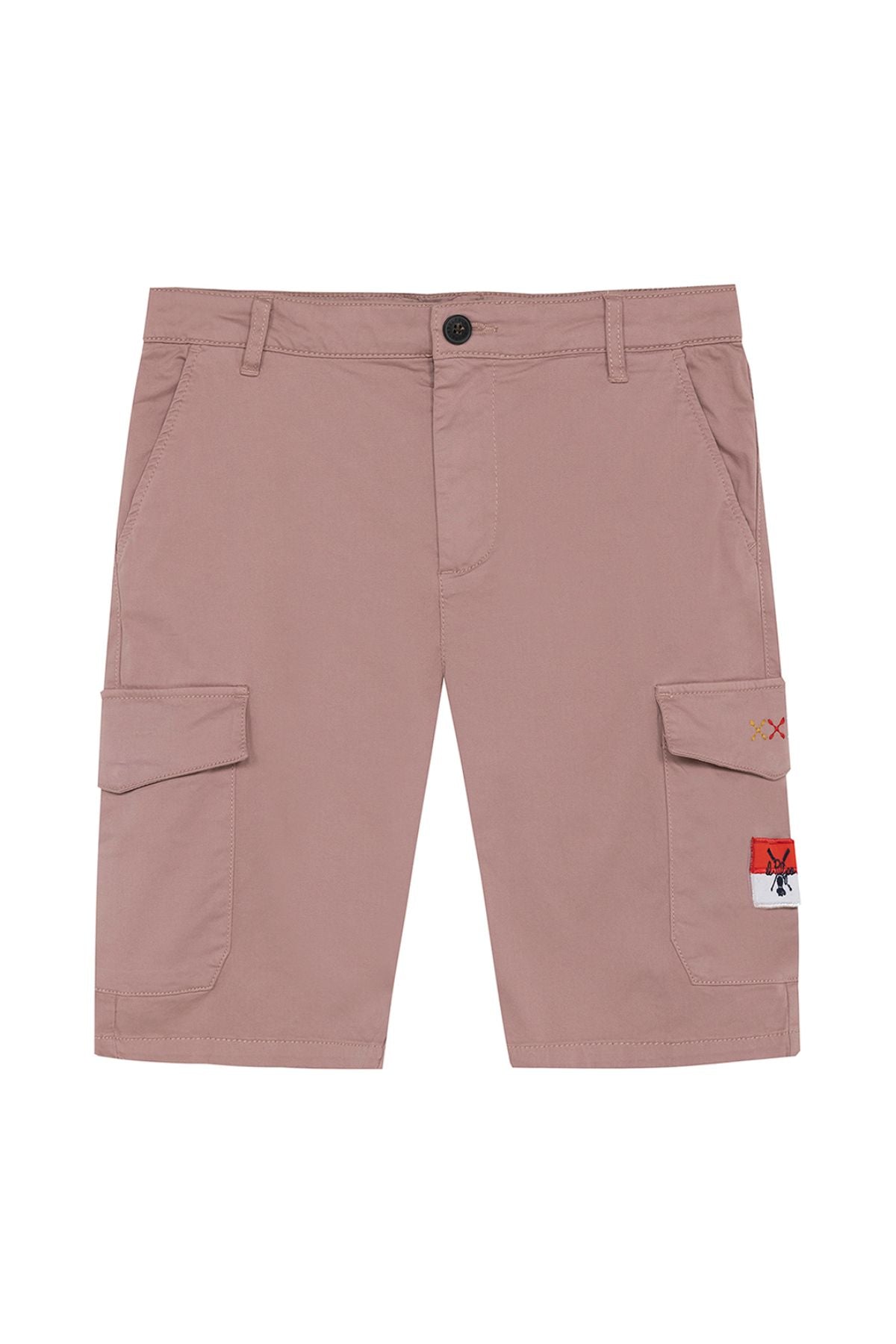 BERMUDA NIÑO PATCH CARGO ROSA DELAVÉ OSCURO