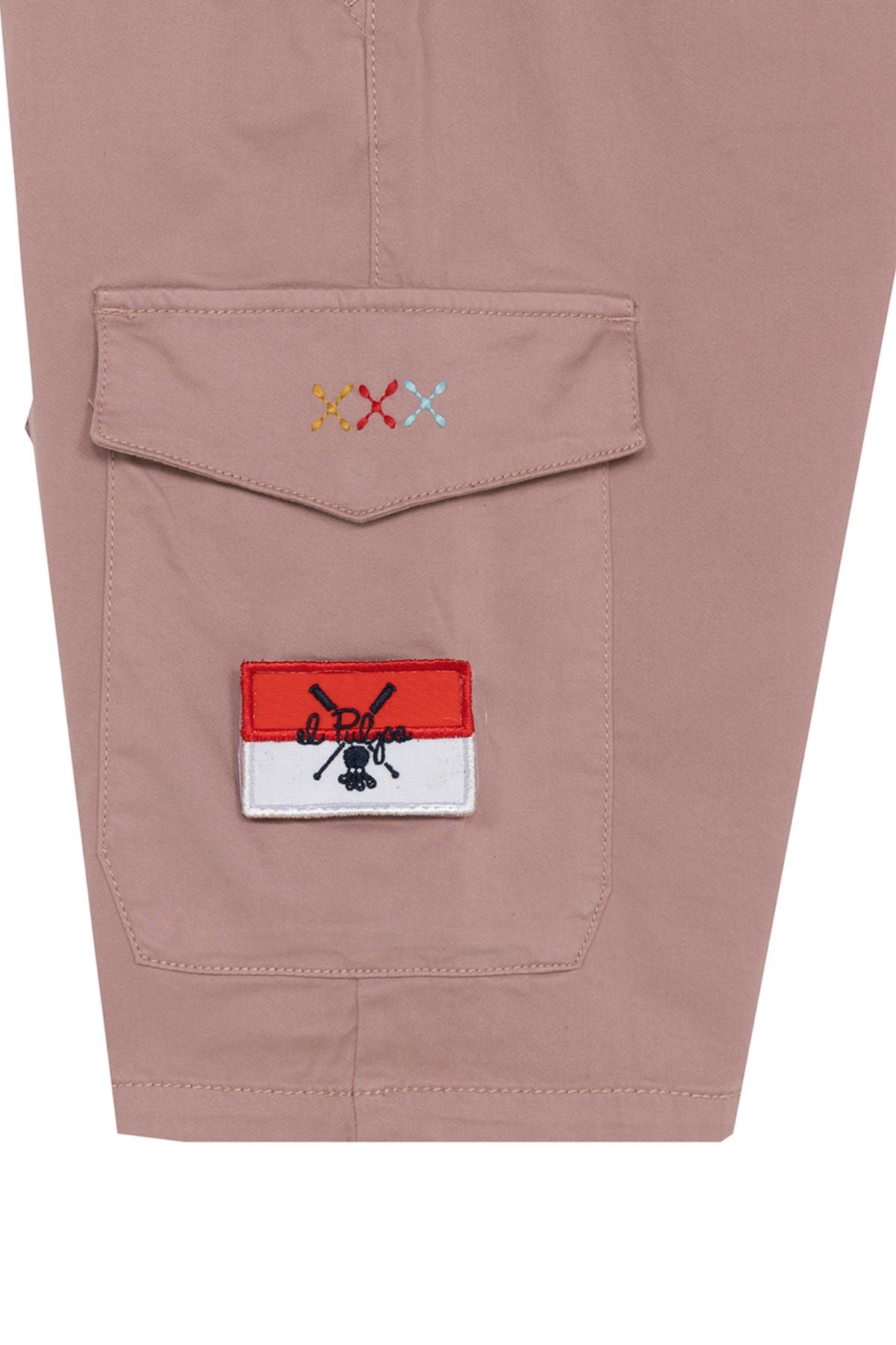 BERMUDA NIÑO PATCH CARGO ROSA DELAVÉ OSCURO