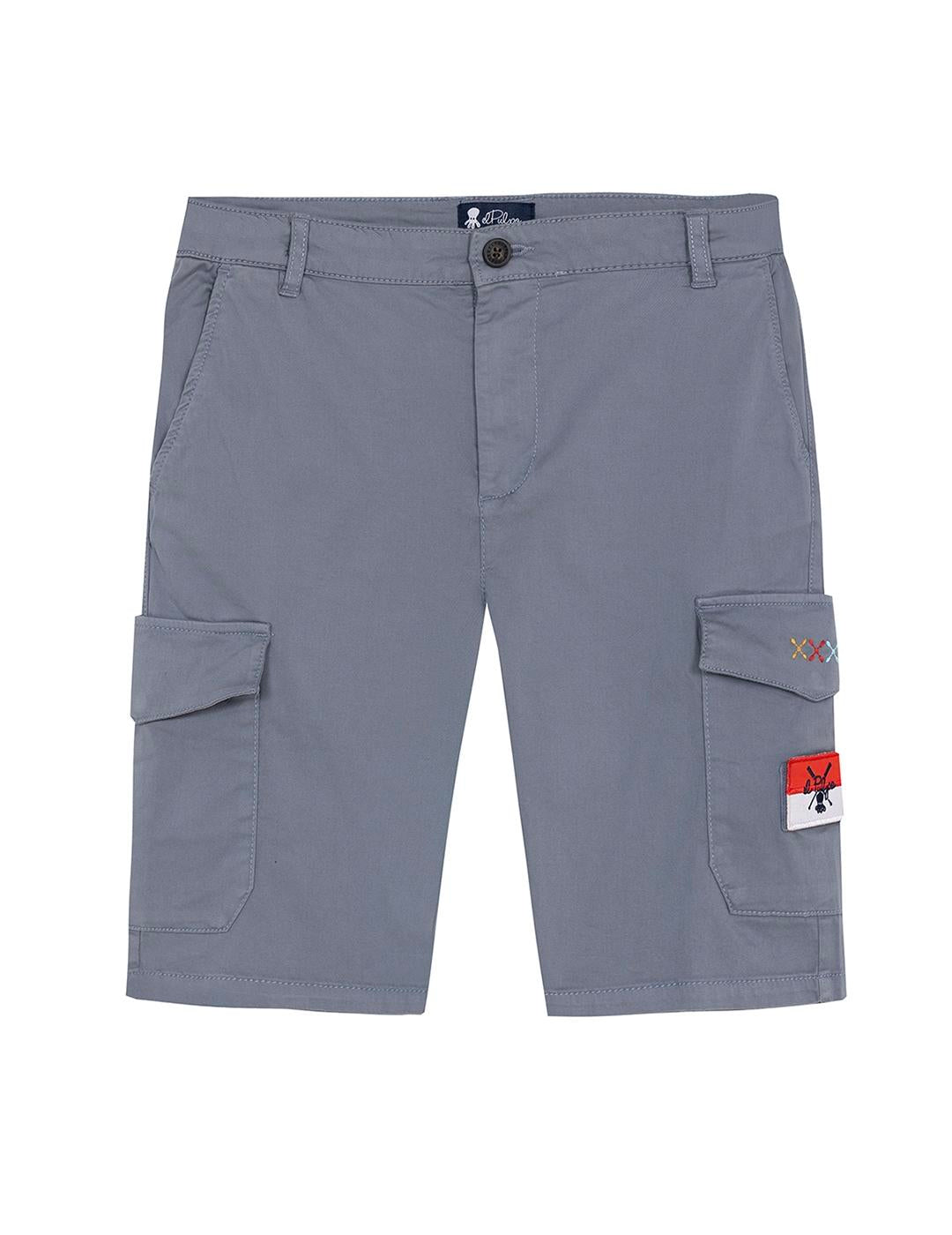 BERMUDA NIÑO PATCH CARGO AZUL LAVANDA