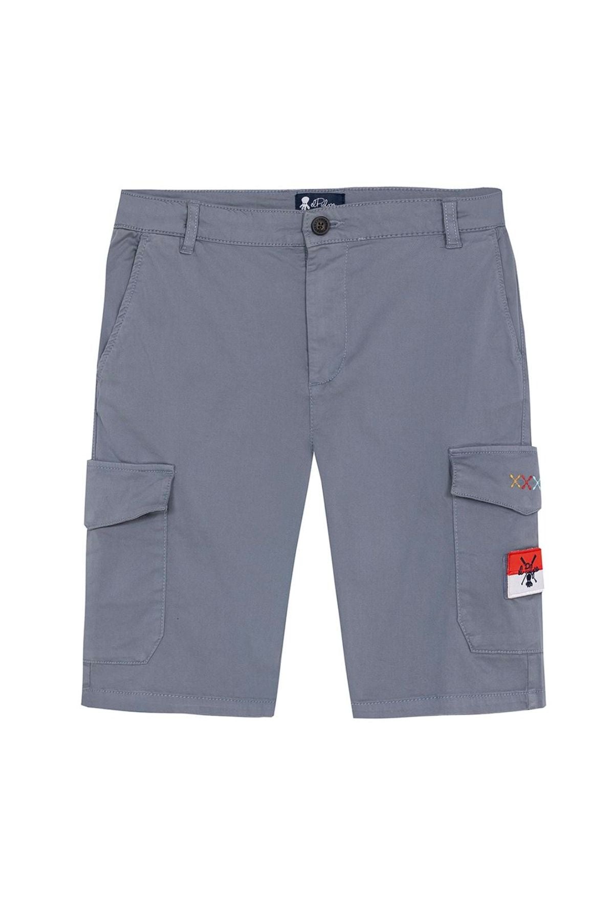 BERMUDA NIÑO PATCH CARGO AZUL LAVANDA
