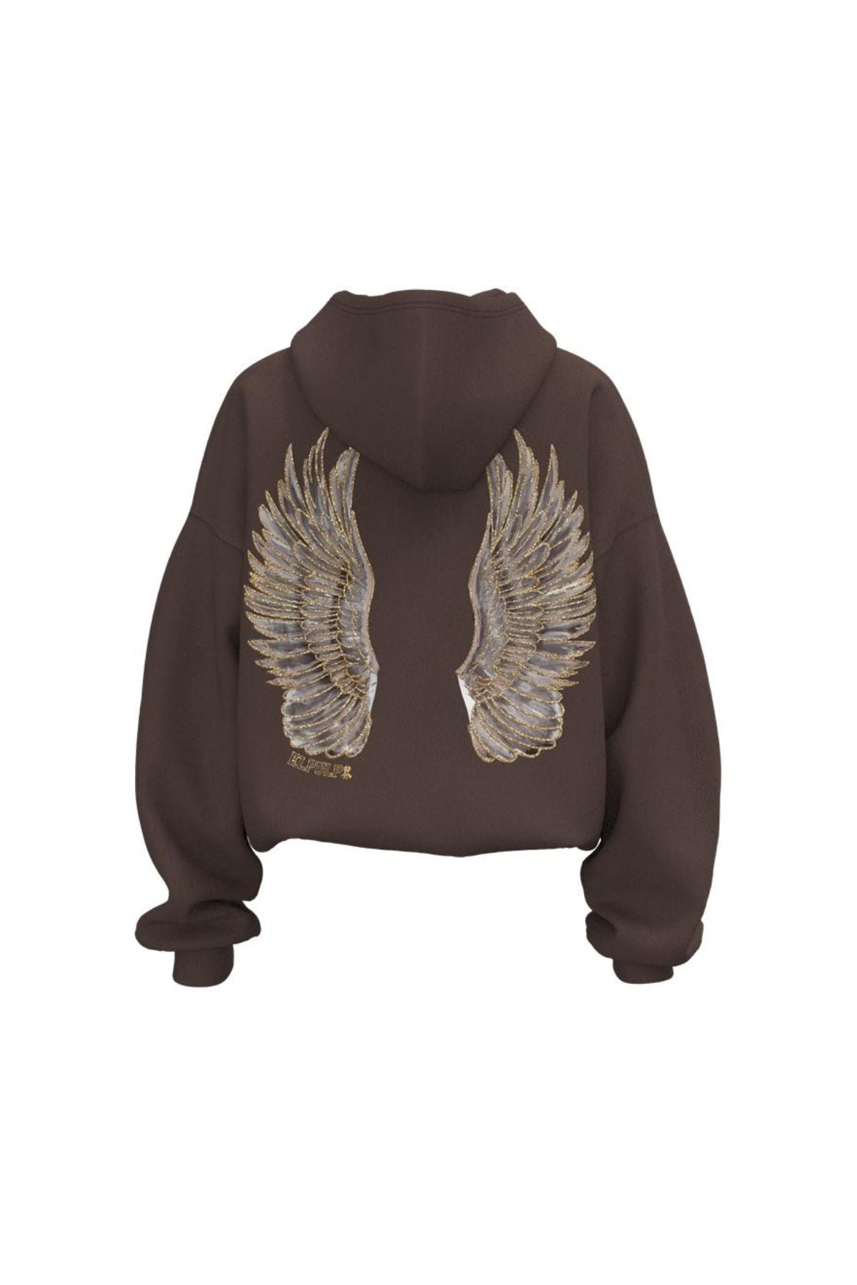 Sudadera capucha teen alas marrón chocolate