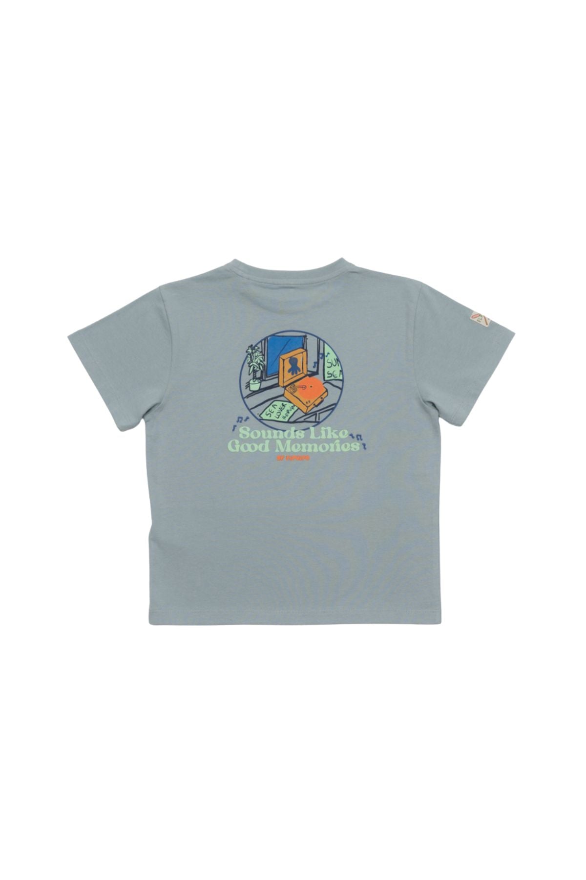 CAMISETA NIÑO ESTAMPADO SOUND LIKE GOOD MEMORIES AZUL GRISÁCEO