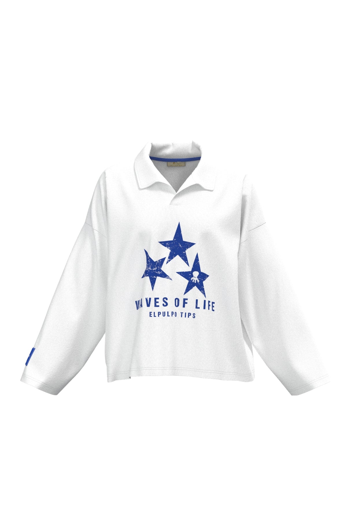 Polo teen manga larga estampado estrellas blanco puro