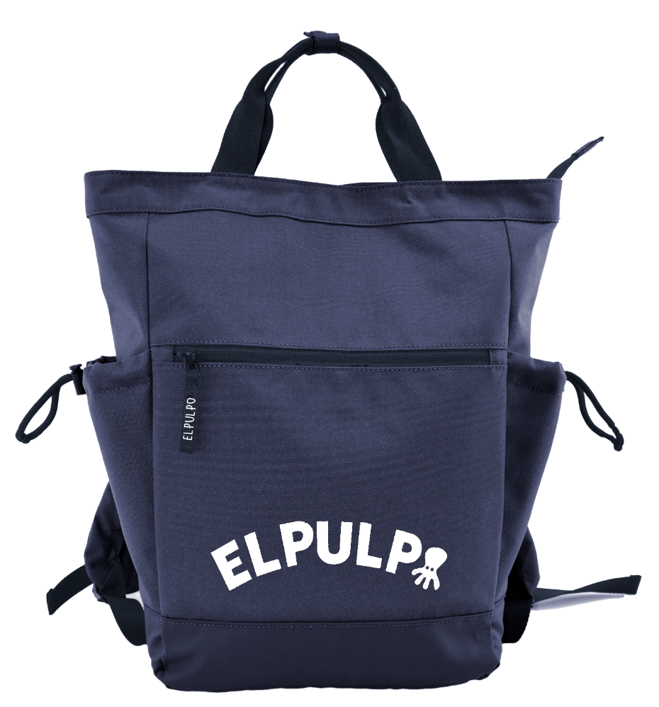 Mochila loneta multibolsillo azul marino