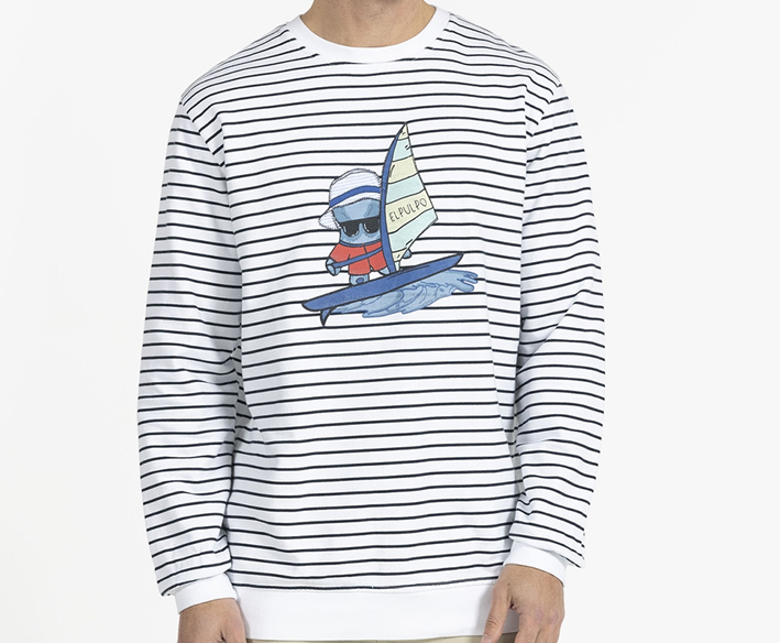 Blusa Windsurfer Crewneck Homem Branca/Ranhuras