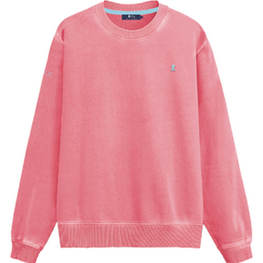 SUDADERA BÁSICA BORDADO A CONTRASTE ROSA CHICLE