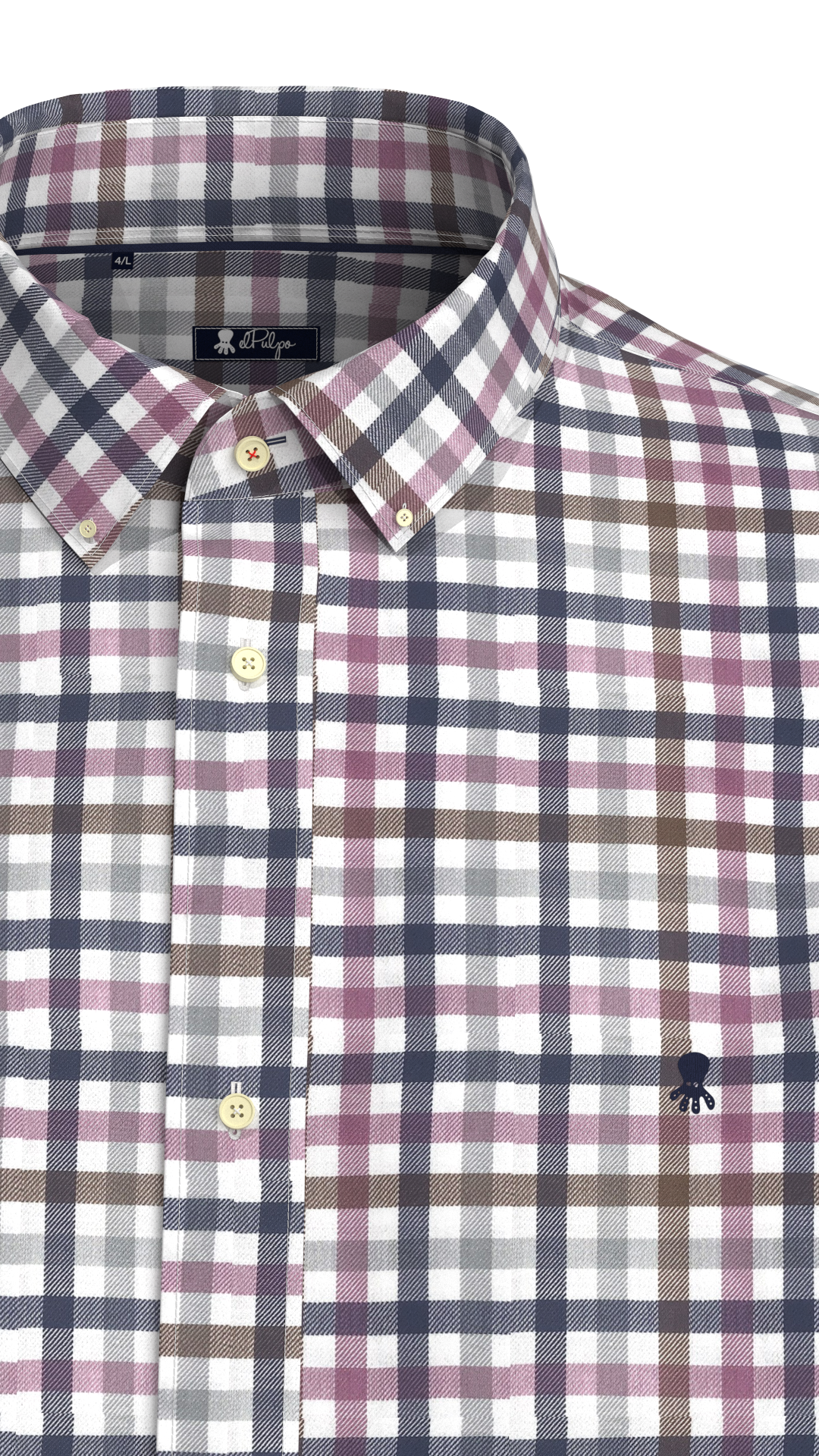 CAMISA CASUAL SARGA CUADRO ROSA MULTICOLOR